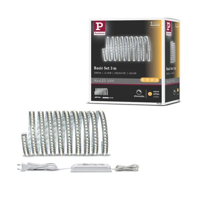 Paulmann MaxLED 705.88 LED-Streifen Komplettset silber erweiterbar