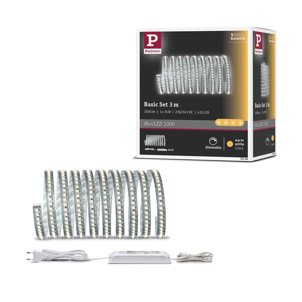 Paulmann MaxLED 705.88 LED-Streifen Komplettset silber erweiterbar