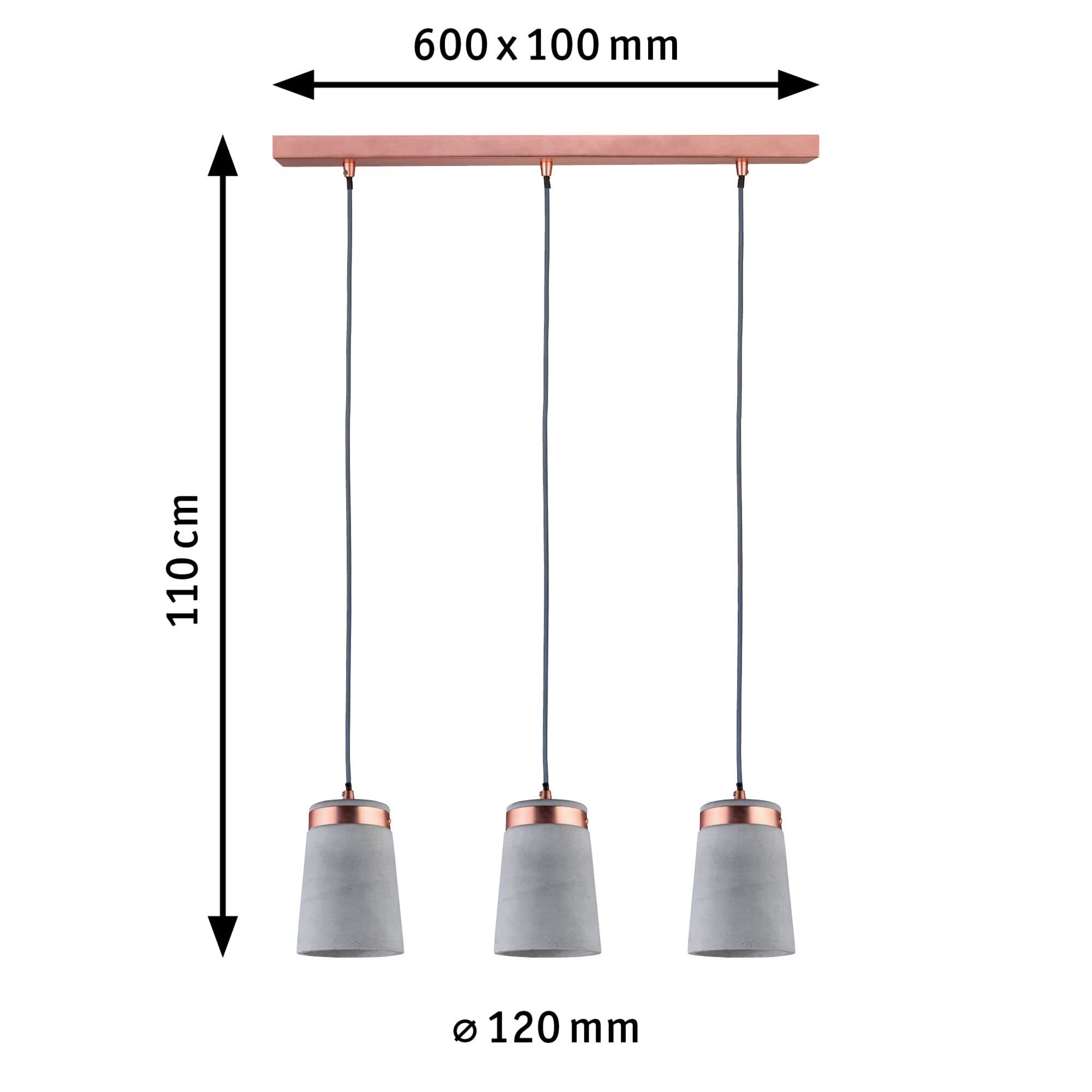 Paulmann Neordic Stig 3er-Pendel E27 Beton Kupfer