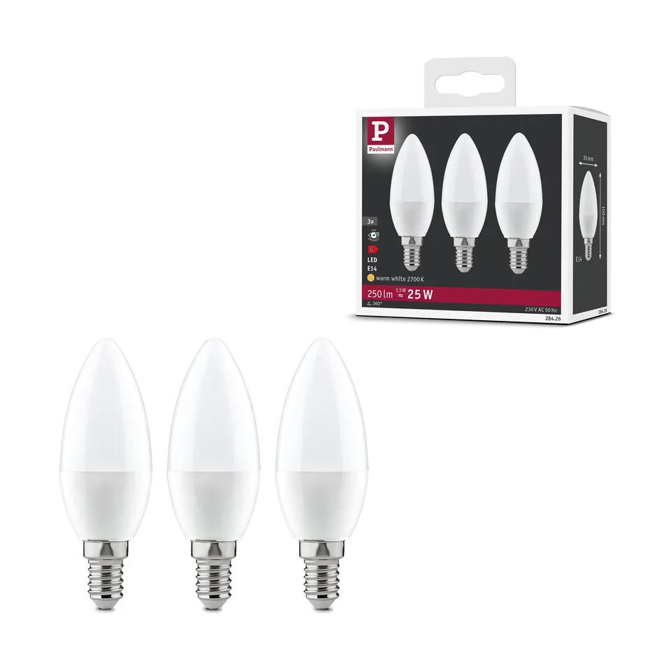 Paulmann 28426 LED-Kerze E14 4W Warmweiß 3er Set