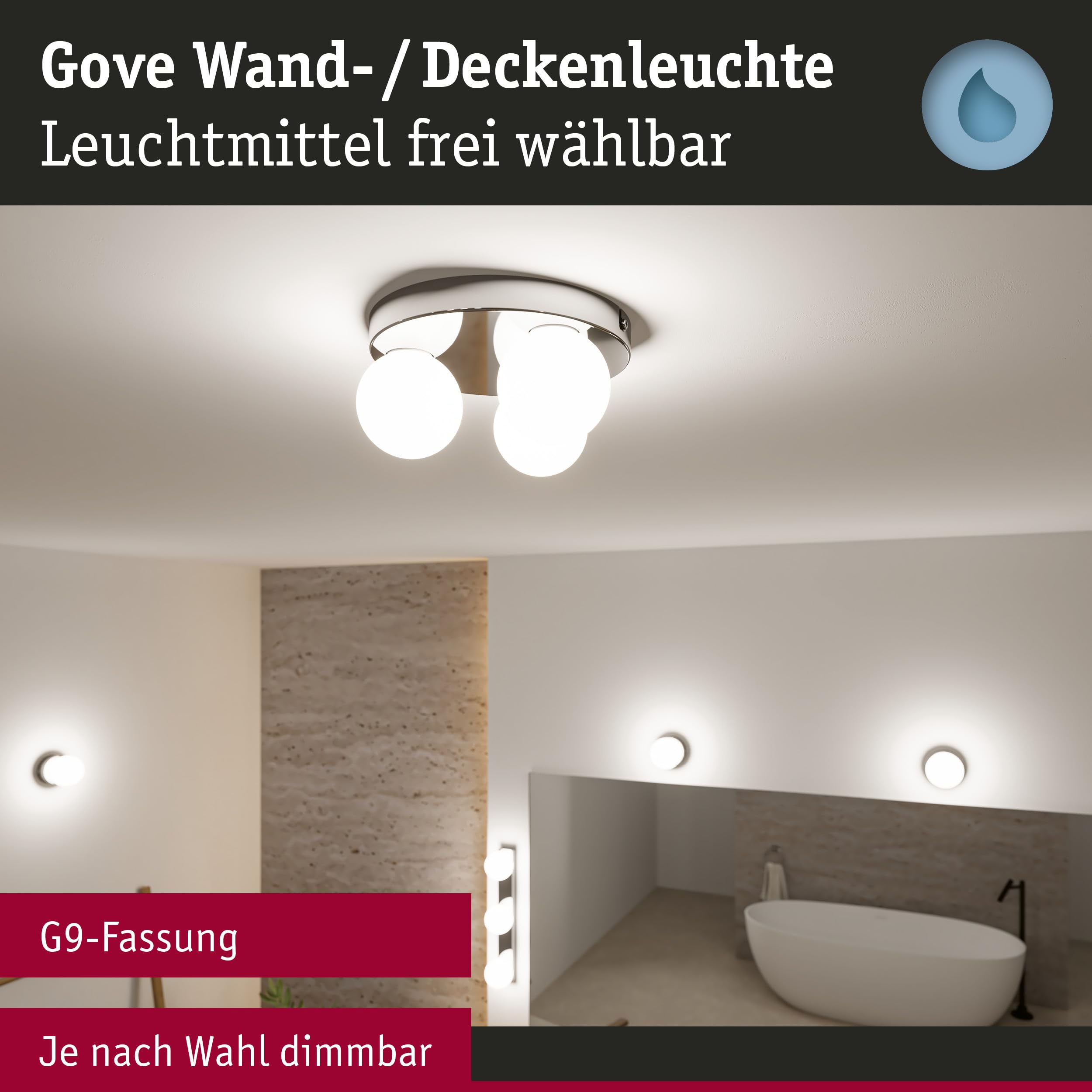 Paulmann Selection Bathroom Gove 71062 Deckenleuchte 3er Chrom IP44