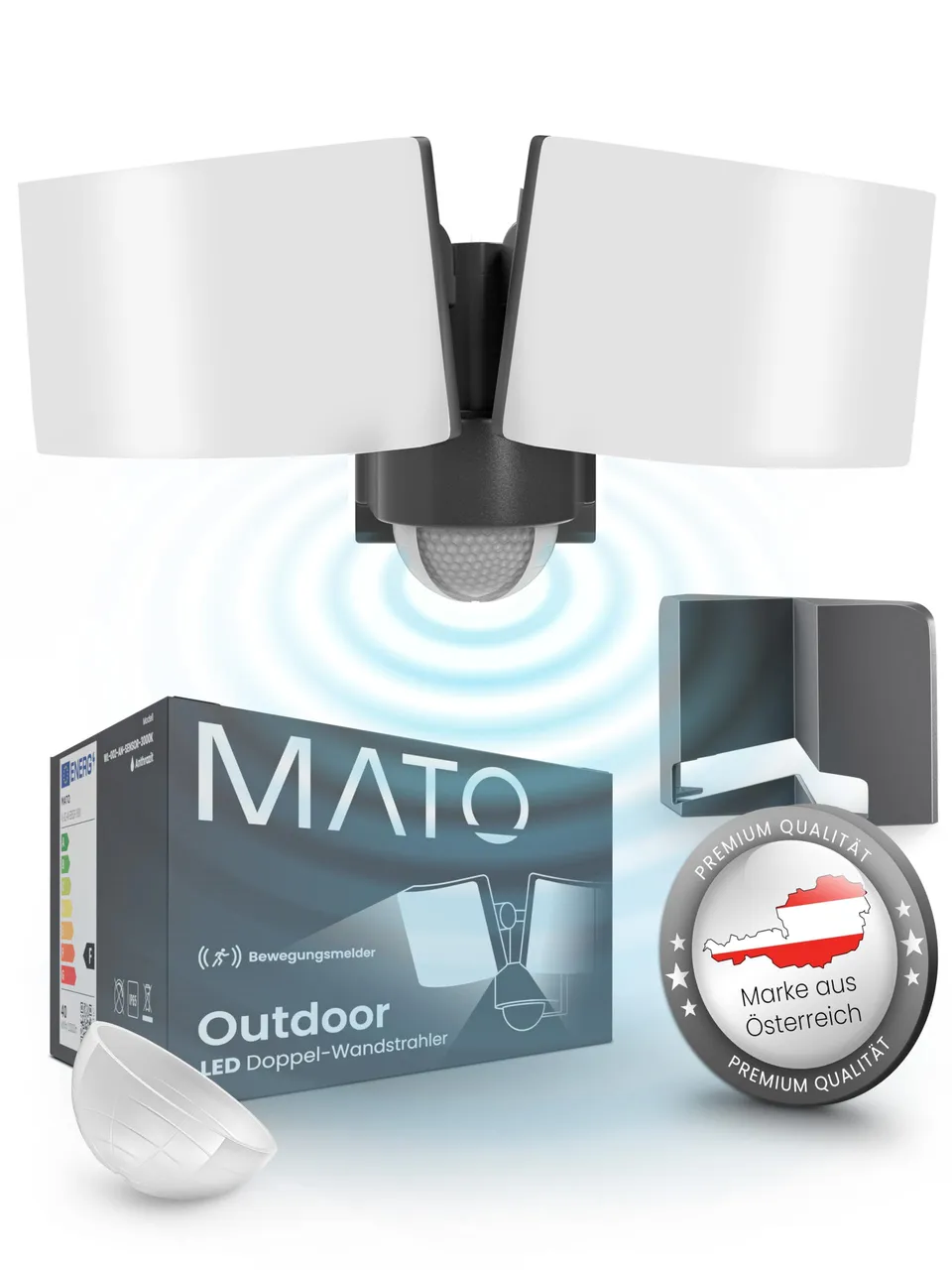 MATO Doppel LED Strahler 40W Außenstrahler Anthrazit 3200 Lumen