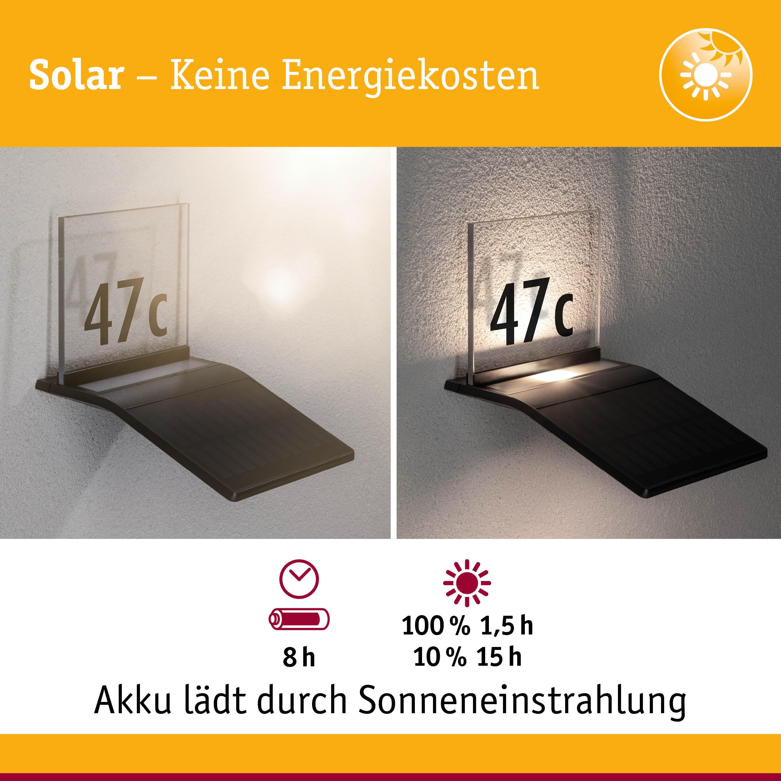 Paulmann Yoko 94243 Solar-Hausnummernleuchte anthrazit
