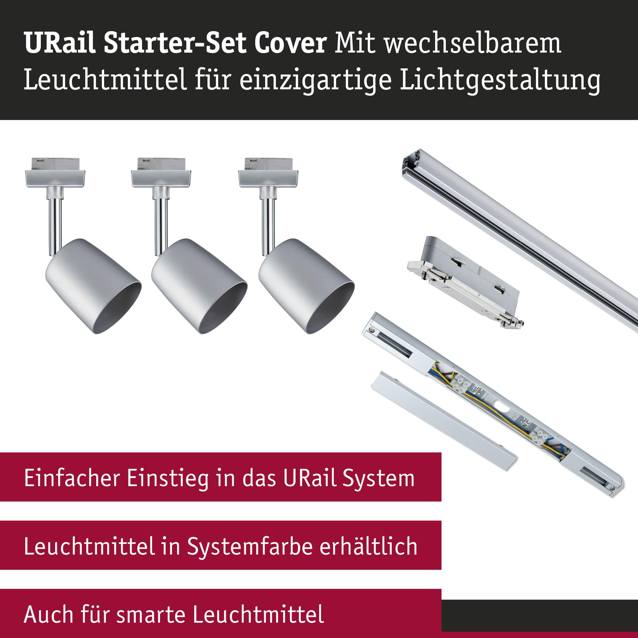 Paulmann URail 5245 Cover Starterset GU10 1m chrom matt