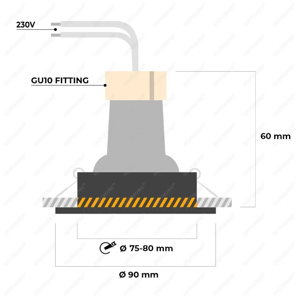 Hoftronic Einbaustrahler GU10 10er Set schwarz 2700K dimmbar