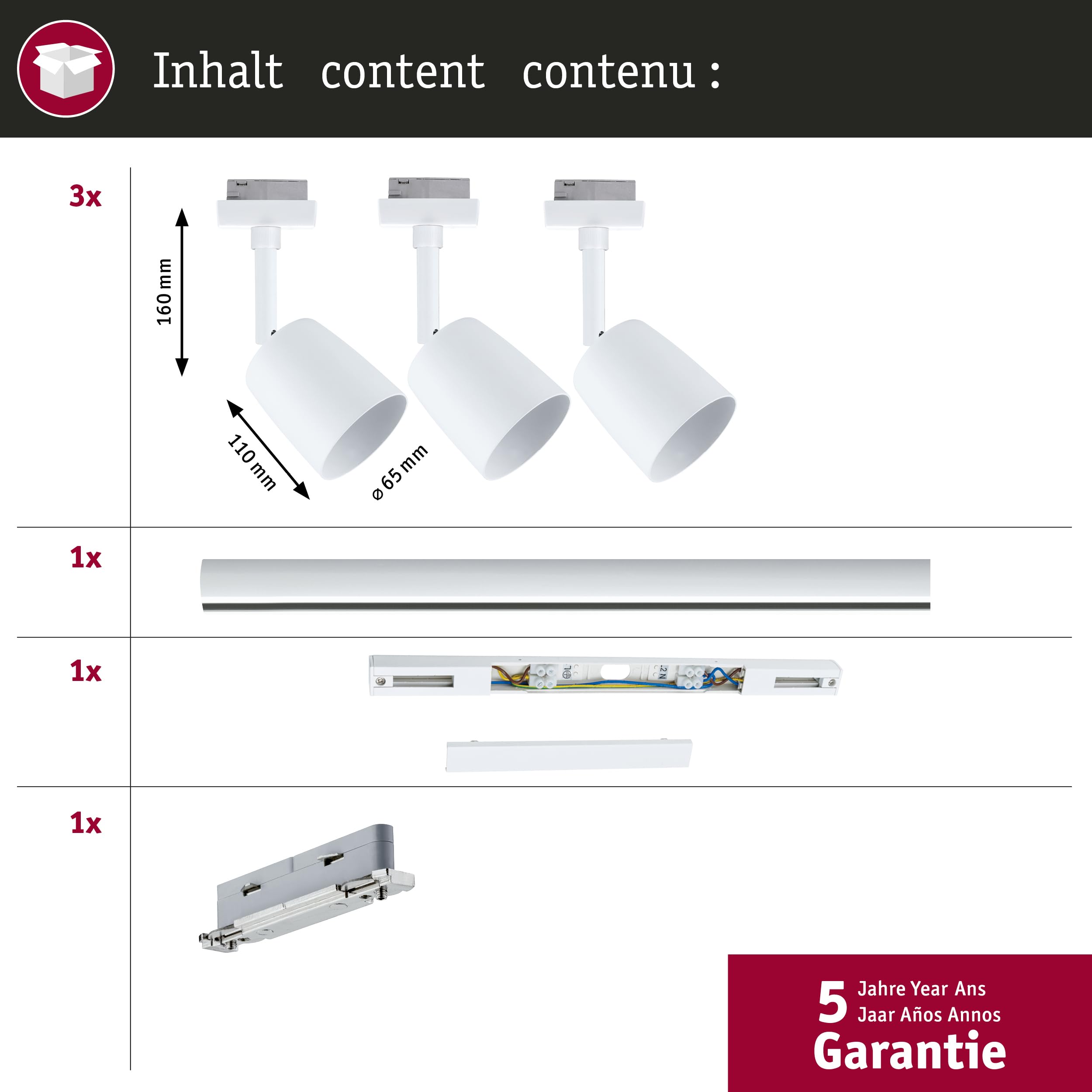 Paulmann URail 5246 Schienenspot Cover Starterset GU10 Weiß