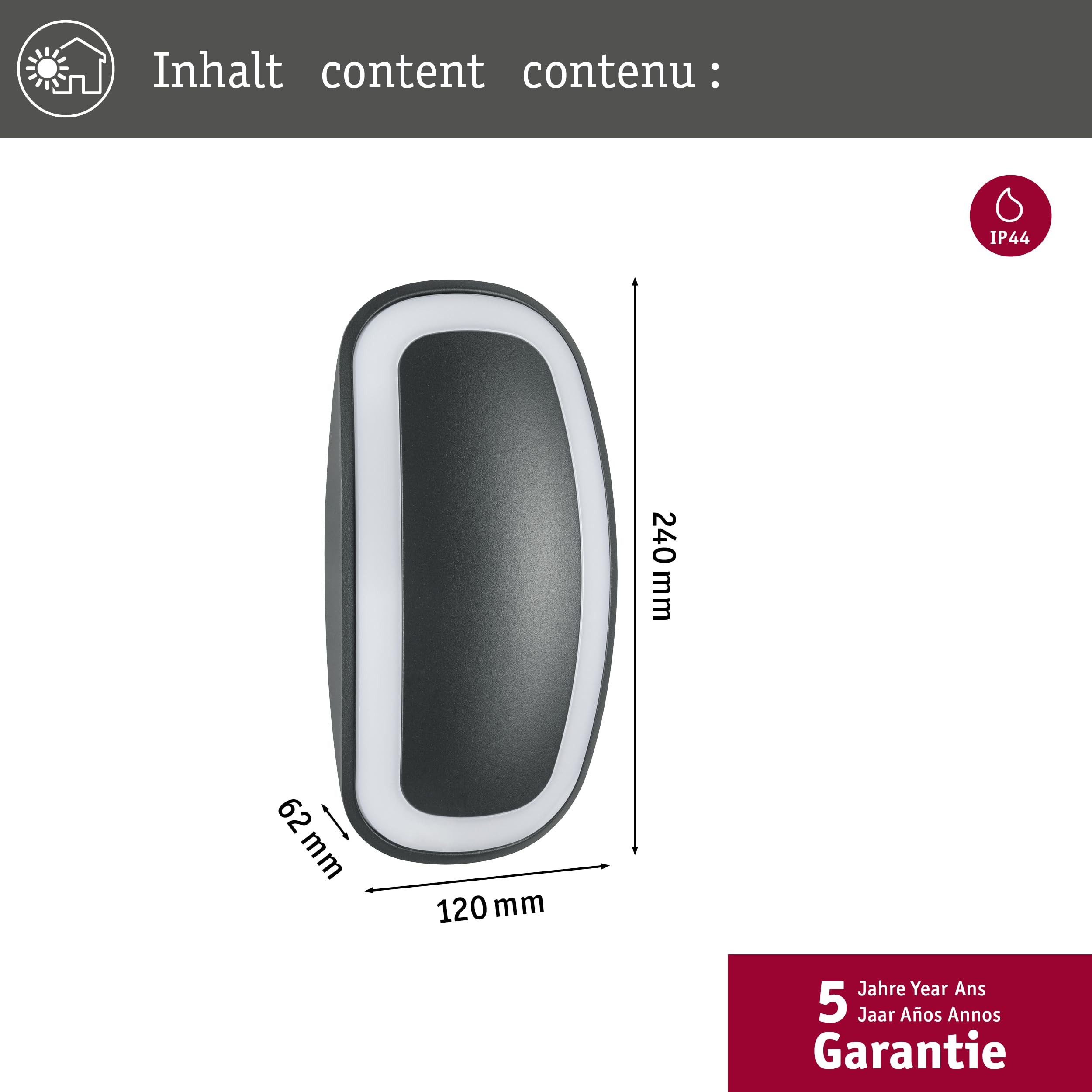 Paulmann Signea Outdoor-Wandleuchte Anthrazit Sensor