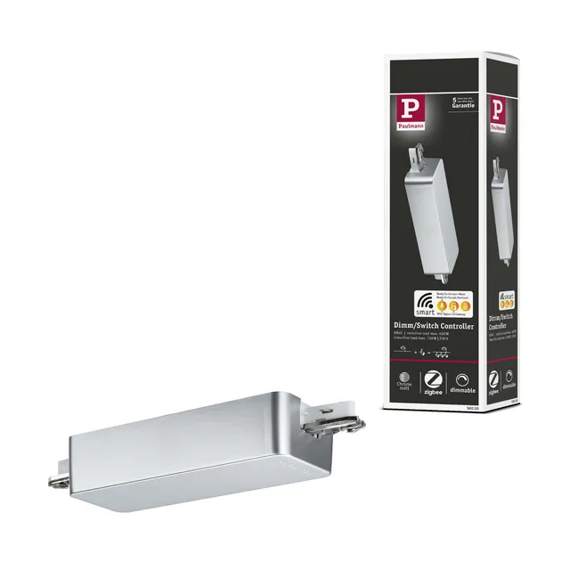 Paulmann URail 50050 Schienenadapter Chrom matt Zigbee dimmbar