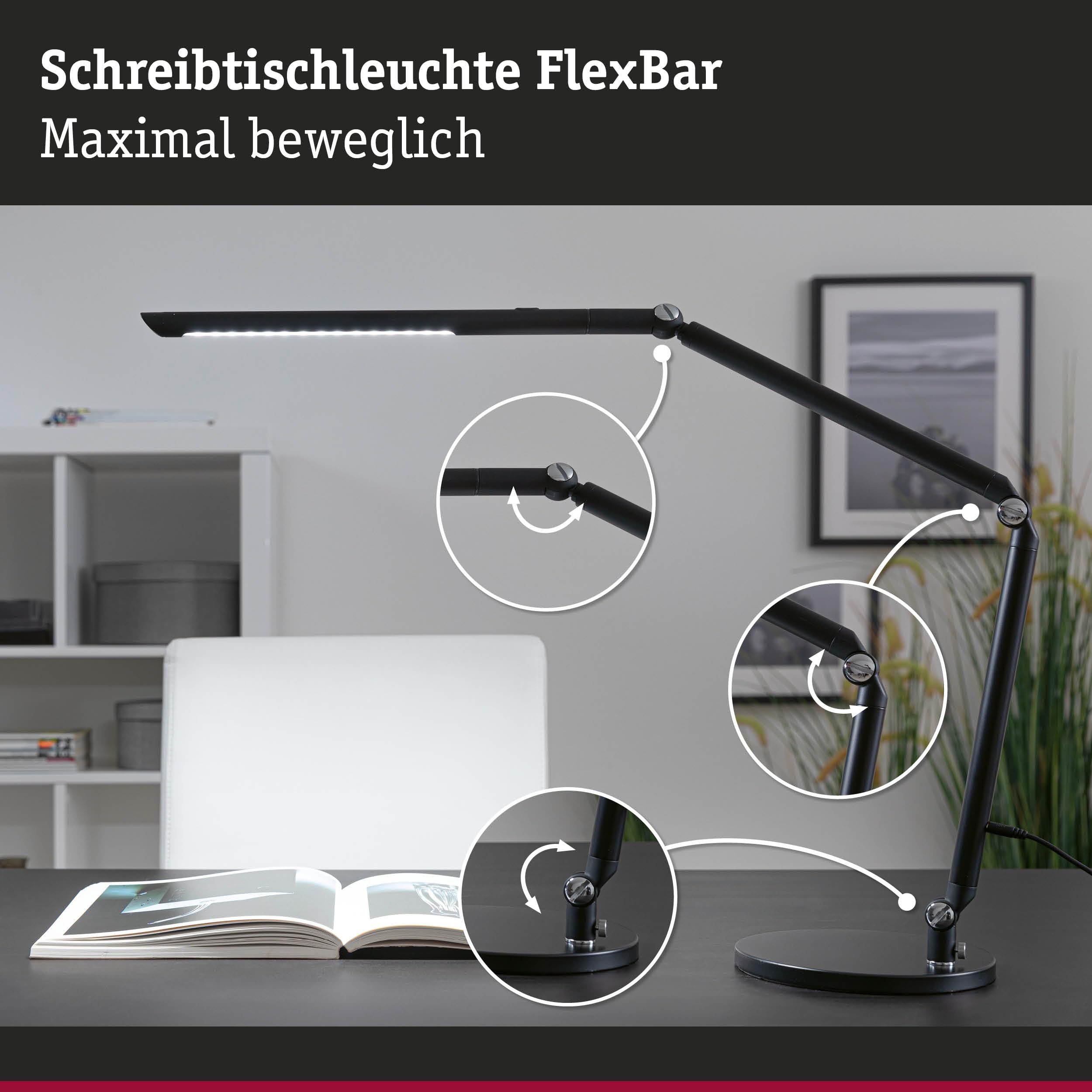 Paulmann FlexBar 78912 Schreibtischleuchte LED schwarz dimmbar