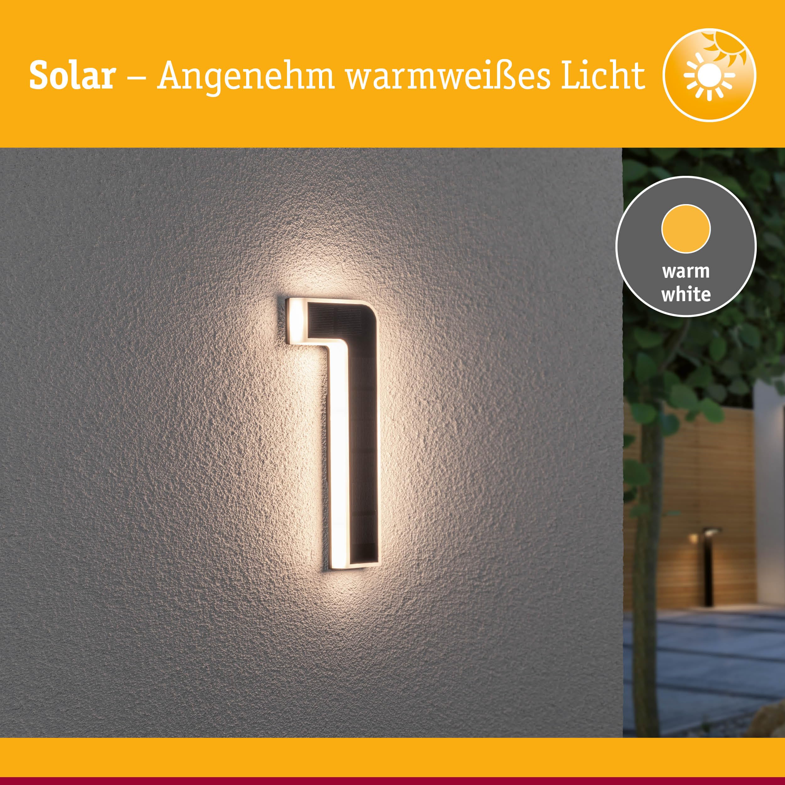 Paulmann LED Solar Hausnummer 1 IP44 Schwarz warmweiß