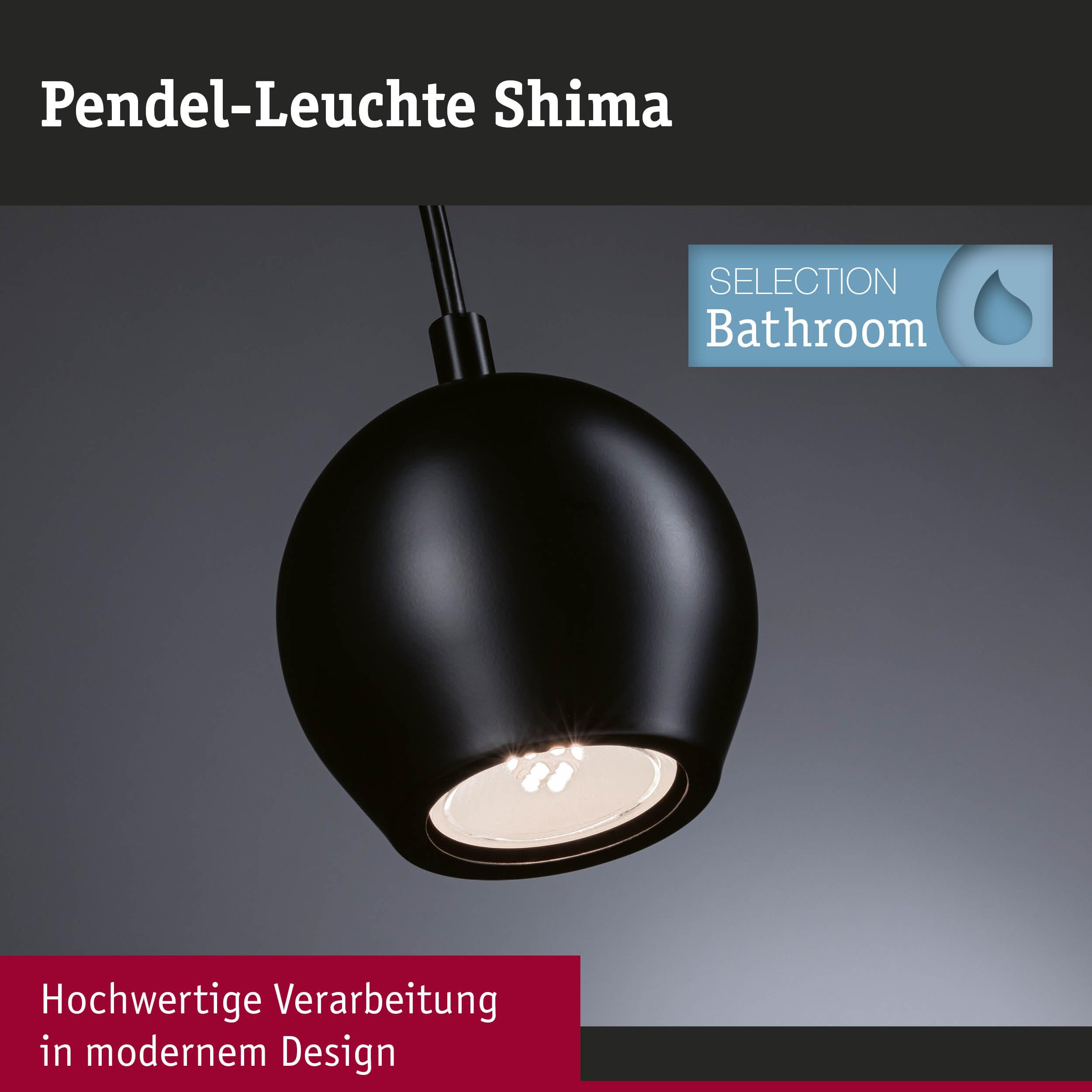 Paulmann Shima 76992 Pendelleuchte schwarz IP44 GU10