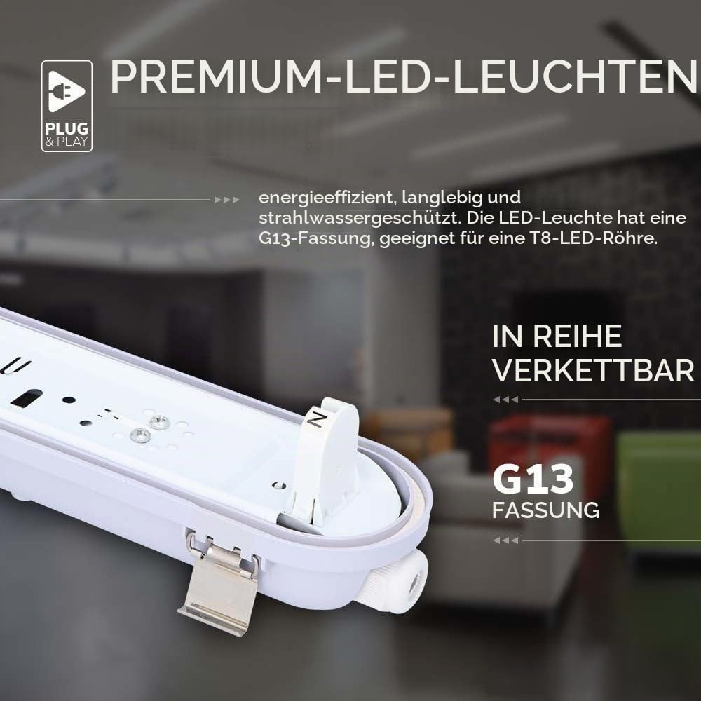 Hoftronic Feuchtraumleuchte 120 cm 18W kaltweiß IP65