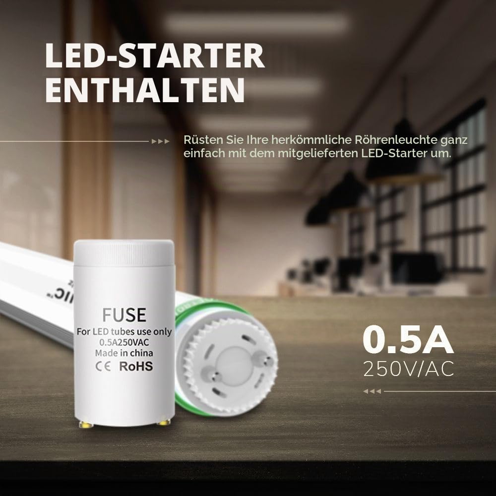 Hoftronic LED-Röhre 120cm T8 G13 18W Warmweiß 3000K