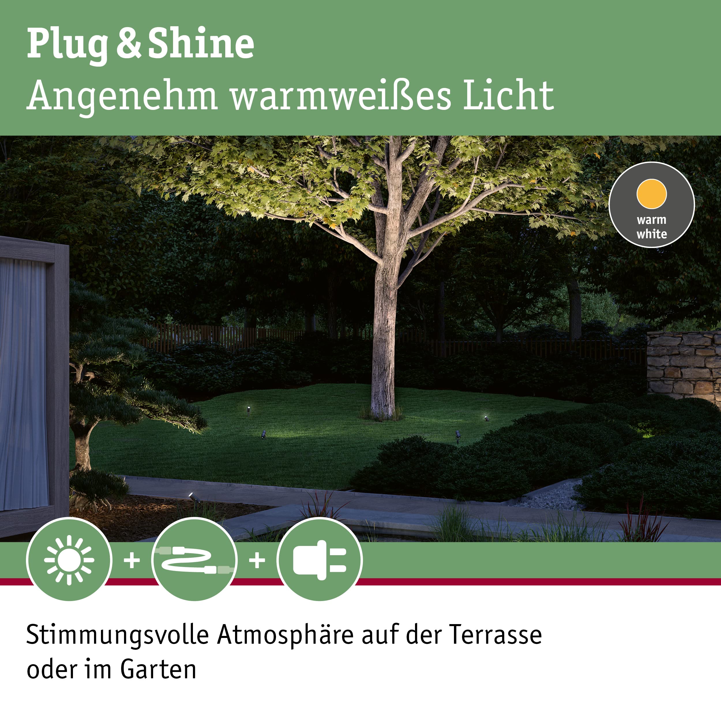 Paulmann Plug & Shine Spot Außenstrahler IP65 3000K