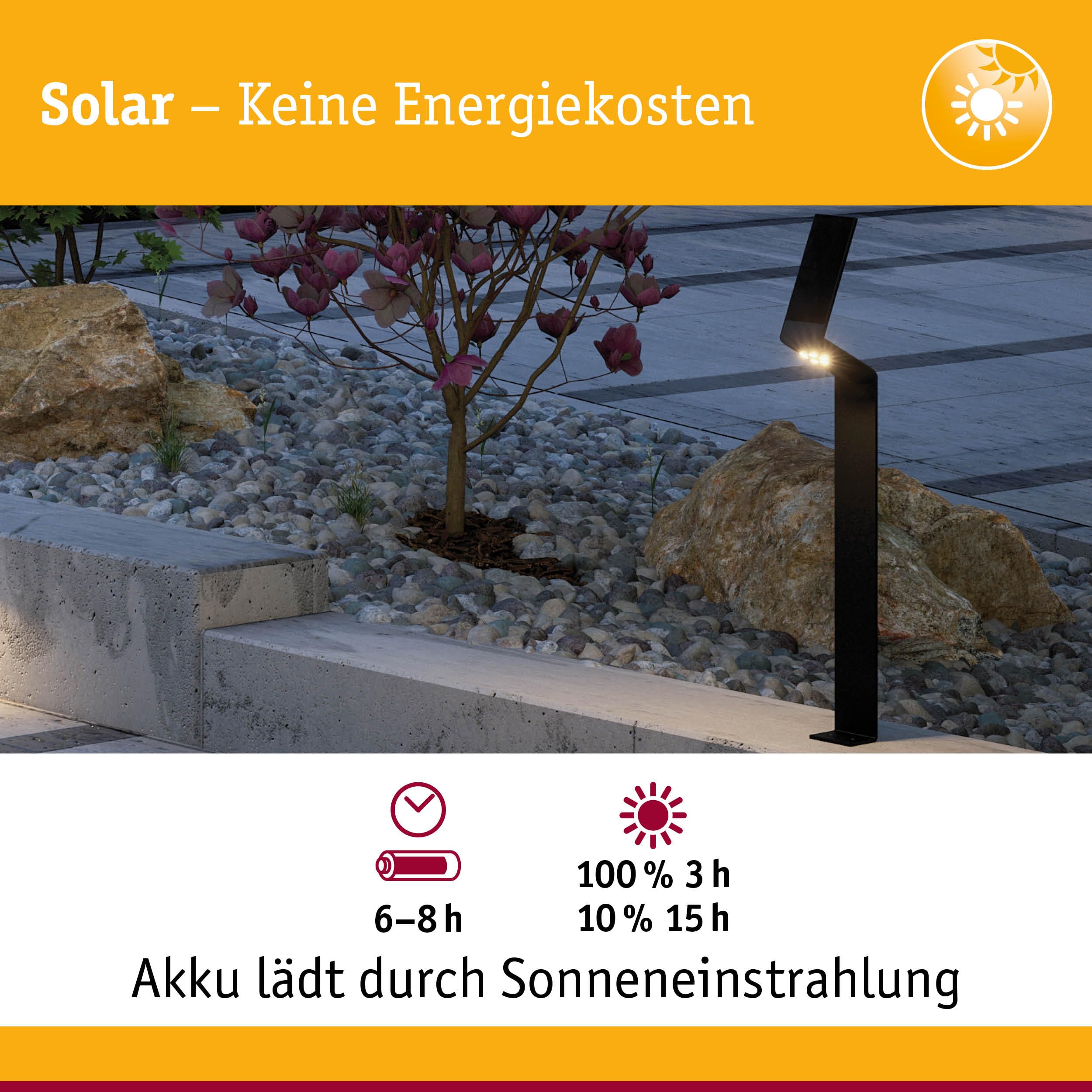 Paulmann 94262 Ilias Solar Pollerleuchte anthrazit 3000K