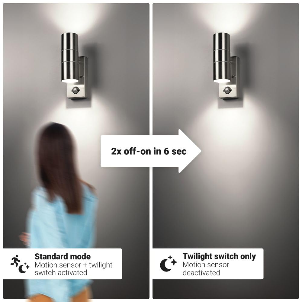 Hoftronic Up Down Wandleuchte Edelstahl 2700K Sensor