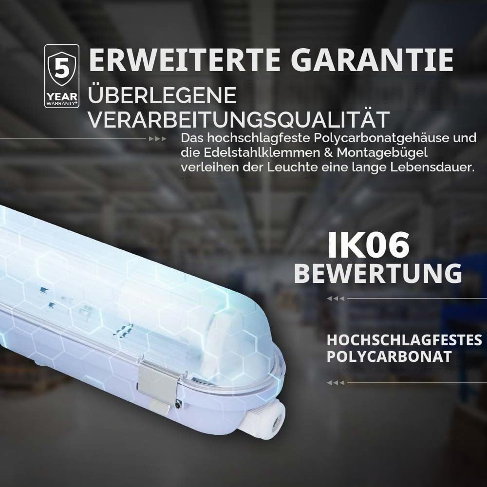 Hoftronic Feuchtraumleuchte 120 cm 18W kaltweiß IP65