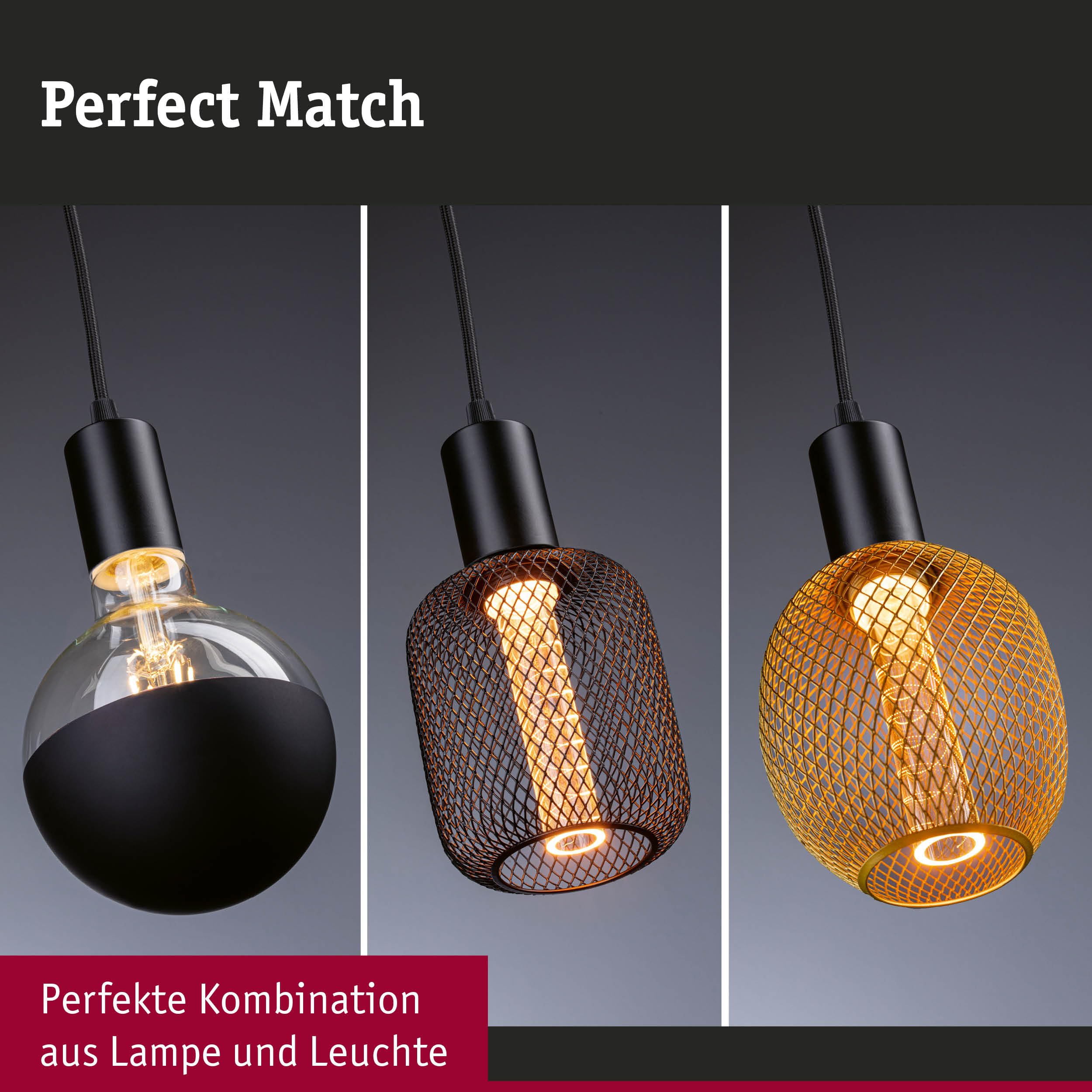 Paulmann 5274 Ravi Pendelleuchte E27 IP44 schwarz matt Set