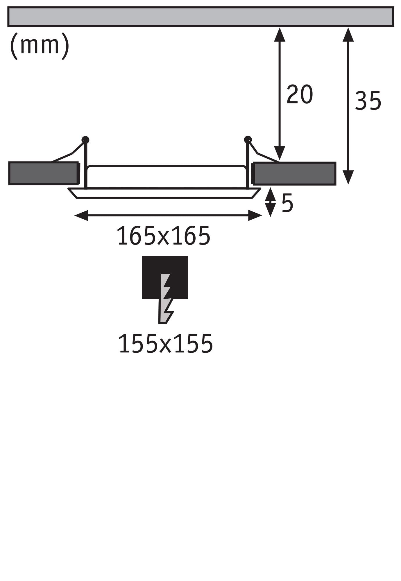 Paulmann 92068 Einbaupanel eckig 12W warmweiß IP44
