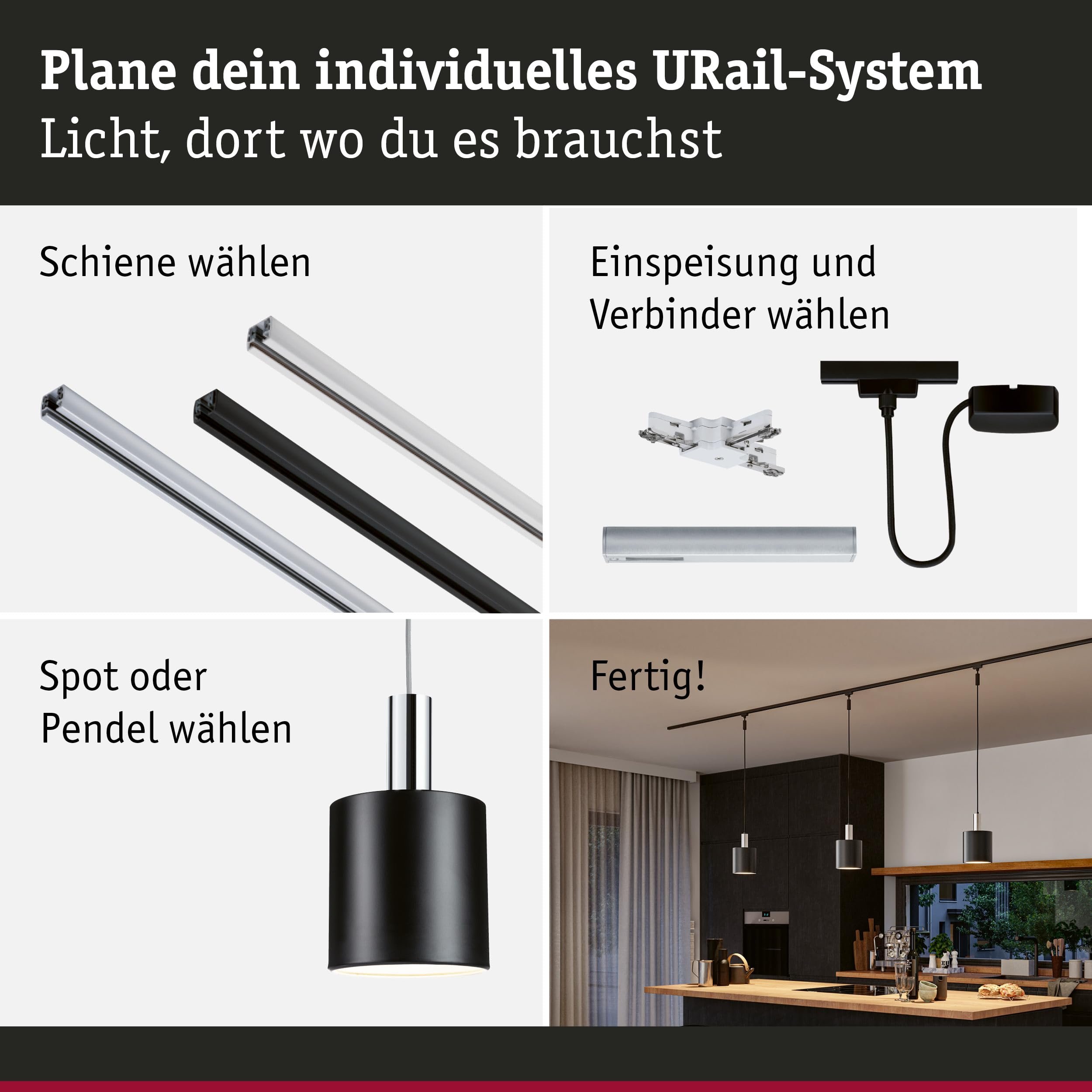 Paulmann URail Schirm Tallis 2Easy 160mm schwarz matt Metall