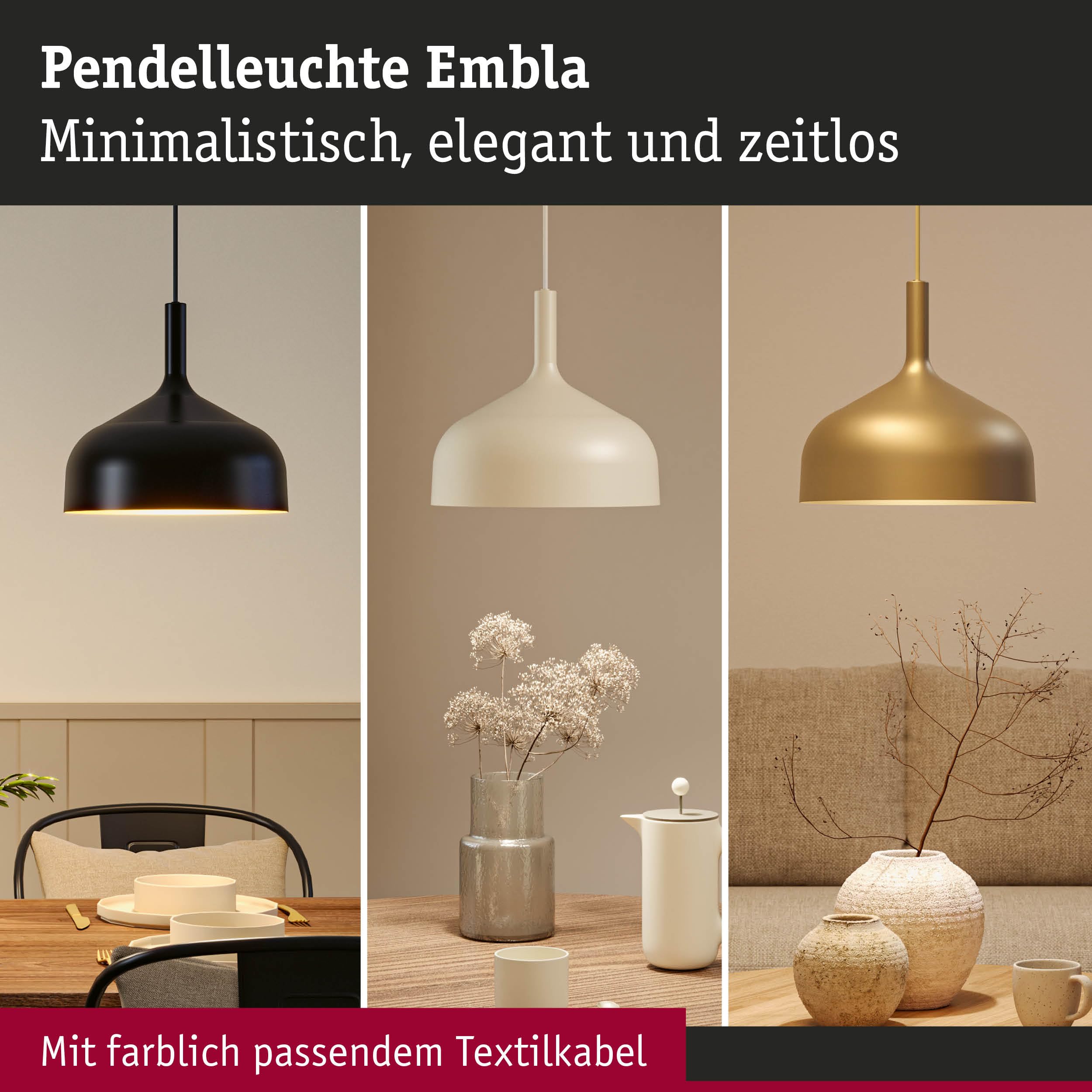 Paulmann Embla II 77066 Pendelleuchte Gold E27