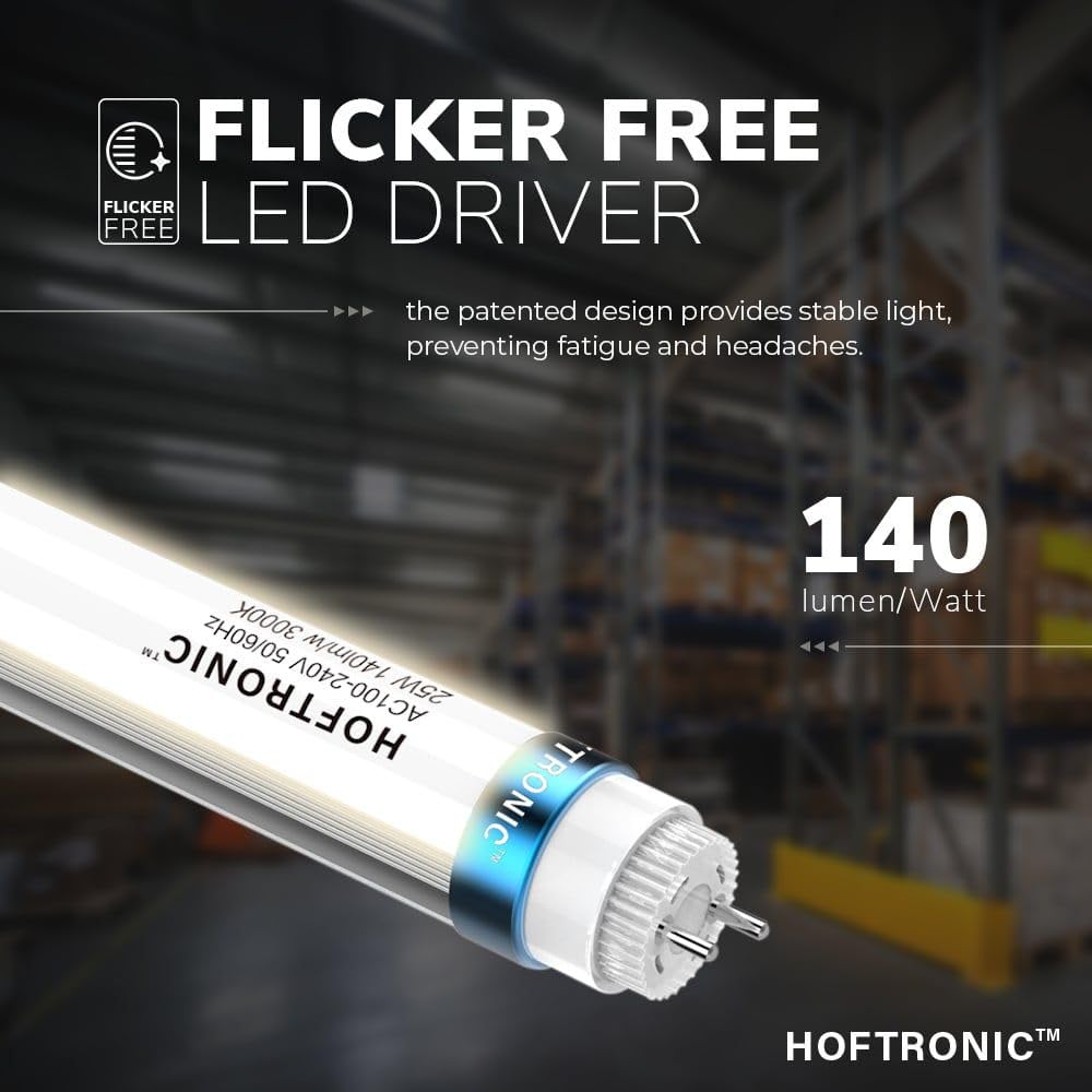 Hoftronic Feuchtraumleuchte 120cm 25er Set 3000K warmweiß