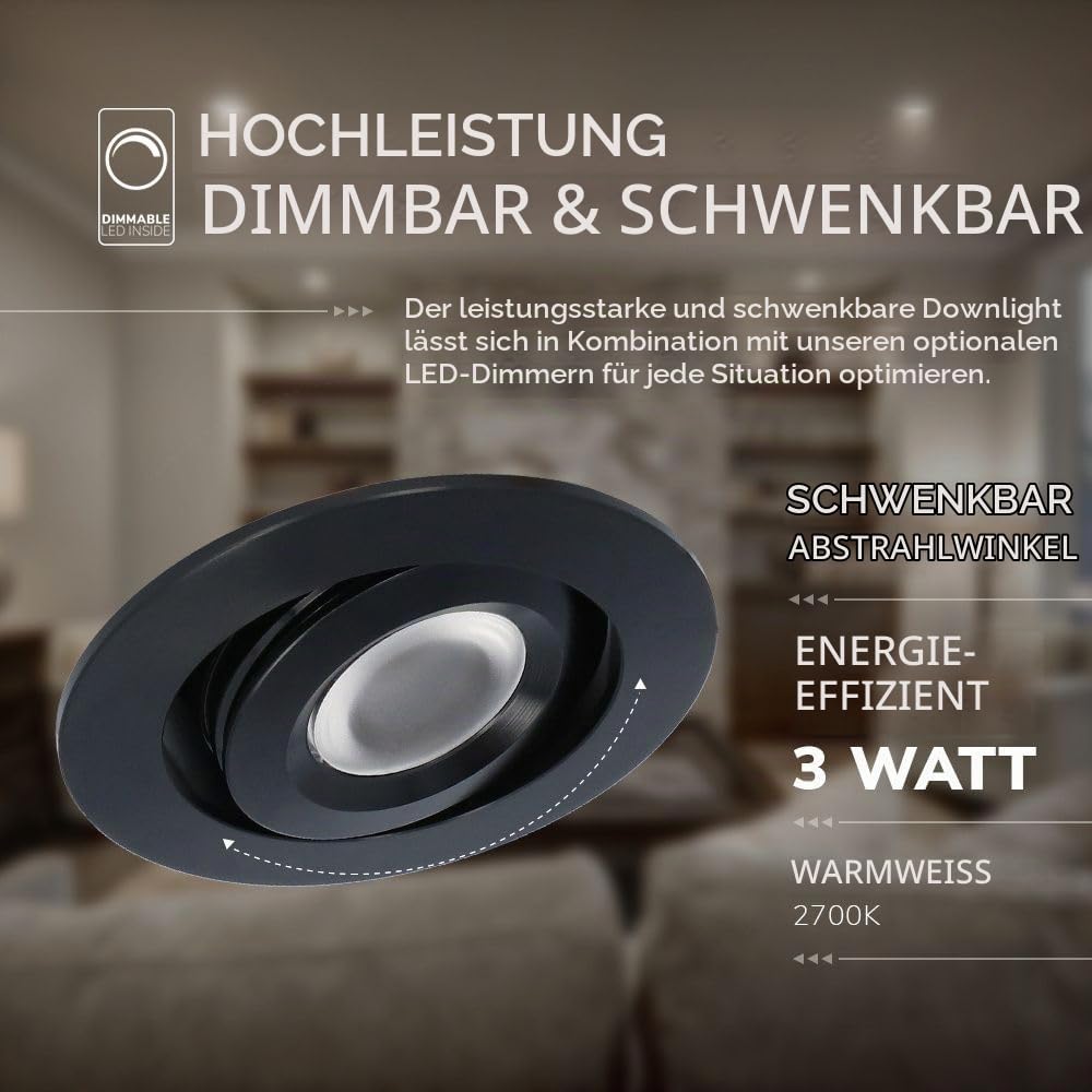 Hoftronic Sienna LED Einbaustrahler 12V schwenkbar 6x3W 2700K