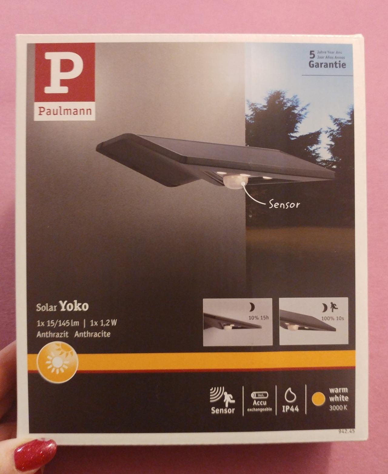 Paulmann Yoko 94245 Solar Wandleuchte Anthrazit warmweiß