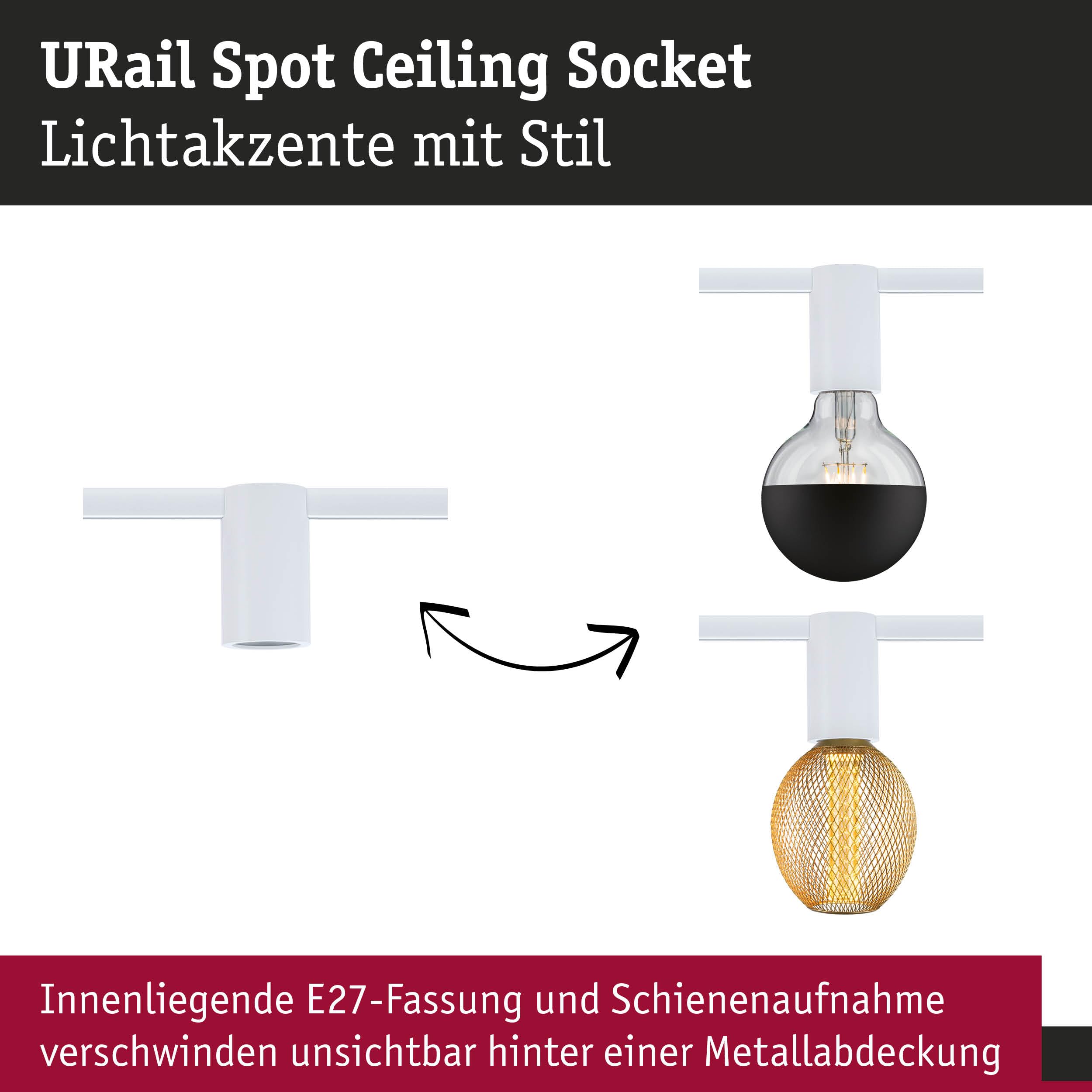 Paulmann URail Socket Spot E27 weiß dimmbar