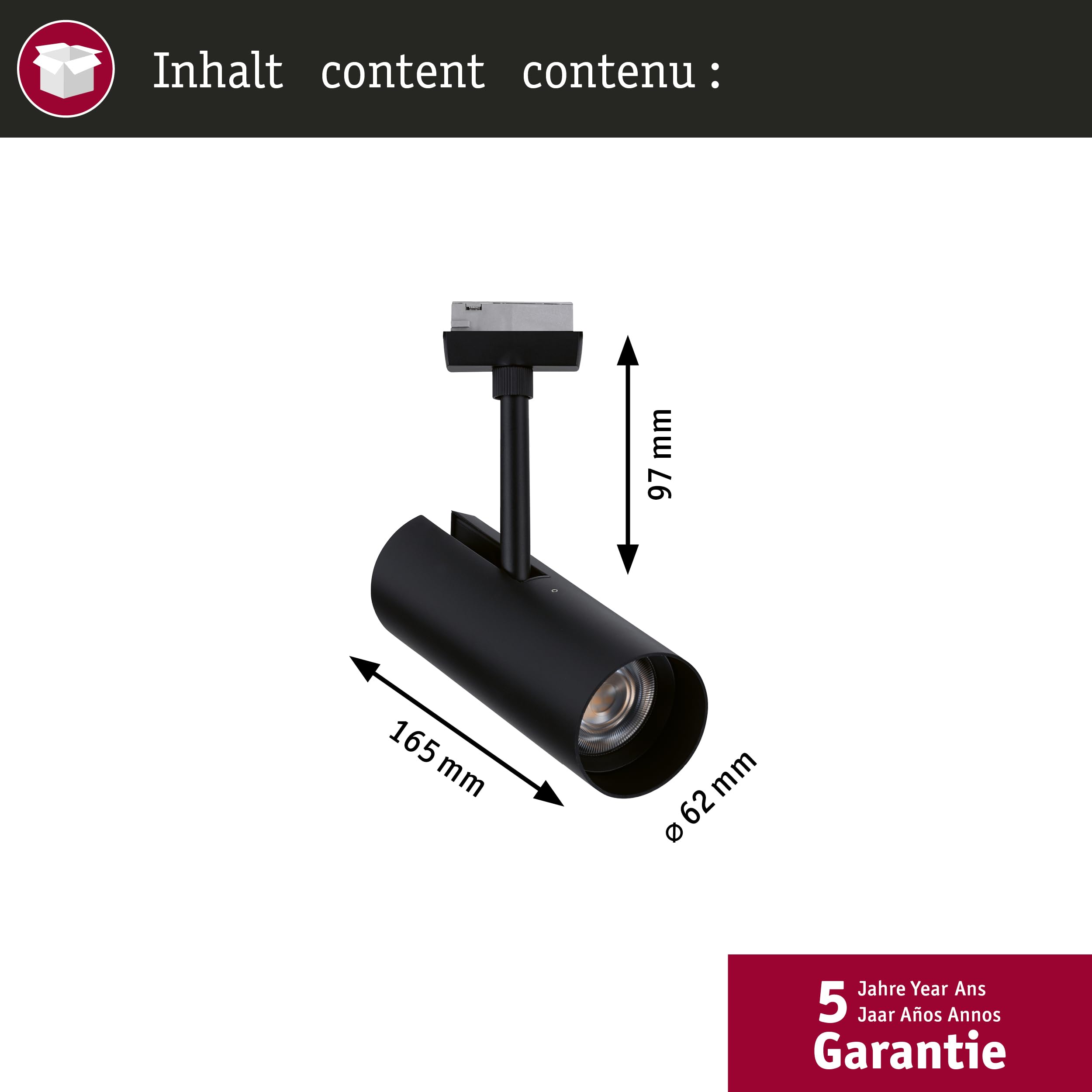 Paulmann URail Theron 95696 Schienenspot Schwarz 3000K