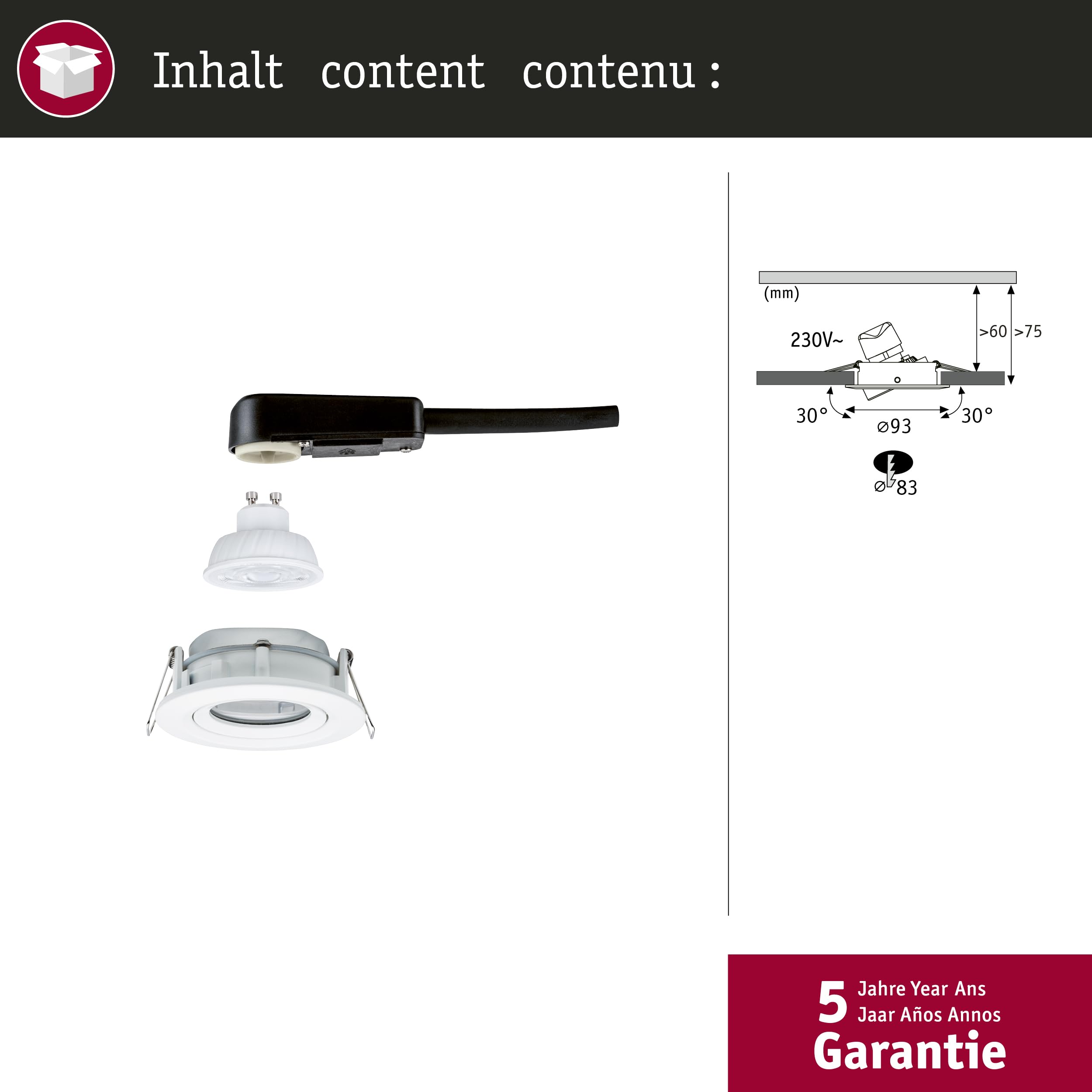 Paulmann Nova Plus GU10 Flat 92420 Einbauleuchte weiß neutralweiß