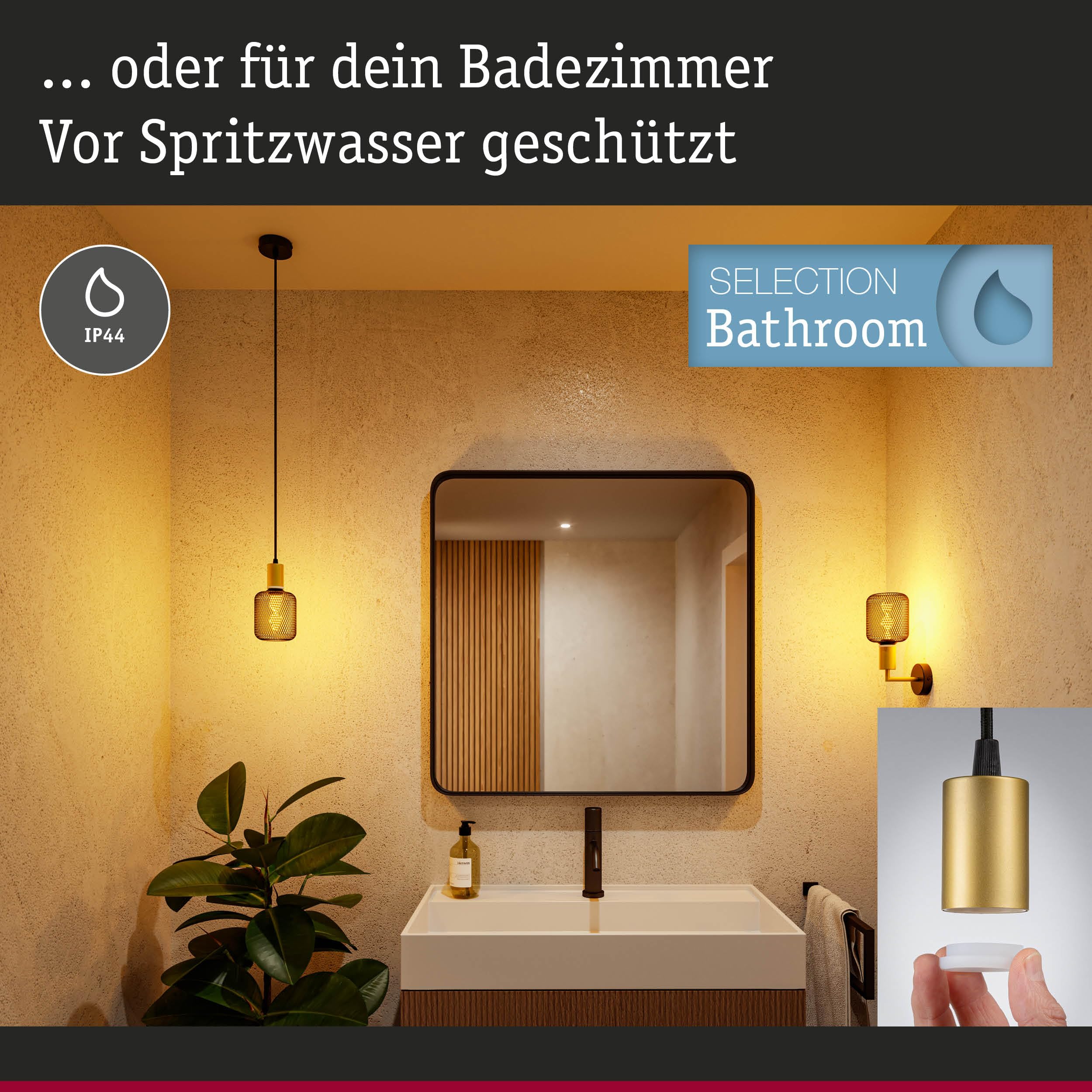 Paulmann Ravi 71134 Pendelleuchte IP44 schwarz-gold E27