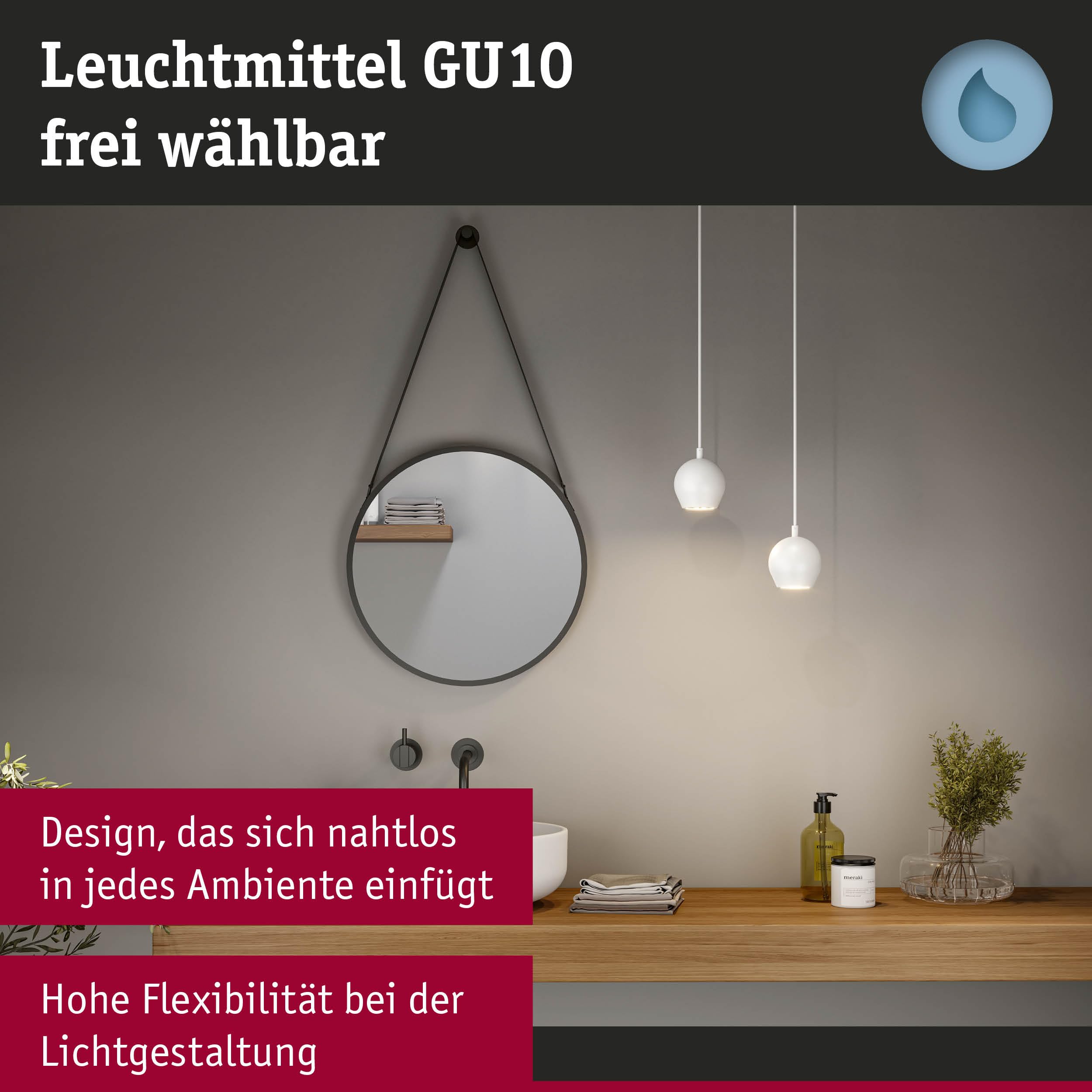 Paulmann Shima 76993 Pendelleuchte GU10 weiß IP44