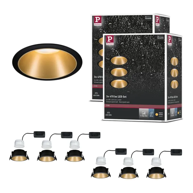 Paulmann Cole 5236 Einbauleuchte 6er-Set Gold IP44
