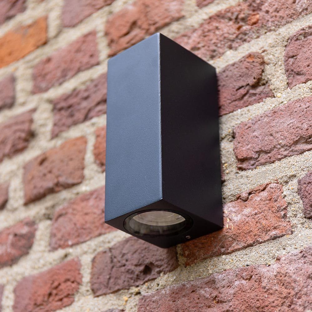 Hoftronic Selma Außenwandleuchte schwarz IP65 2xGU10