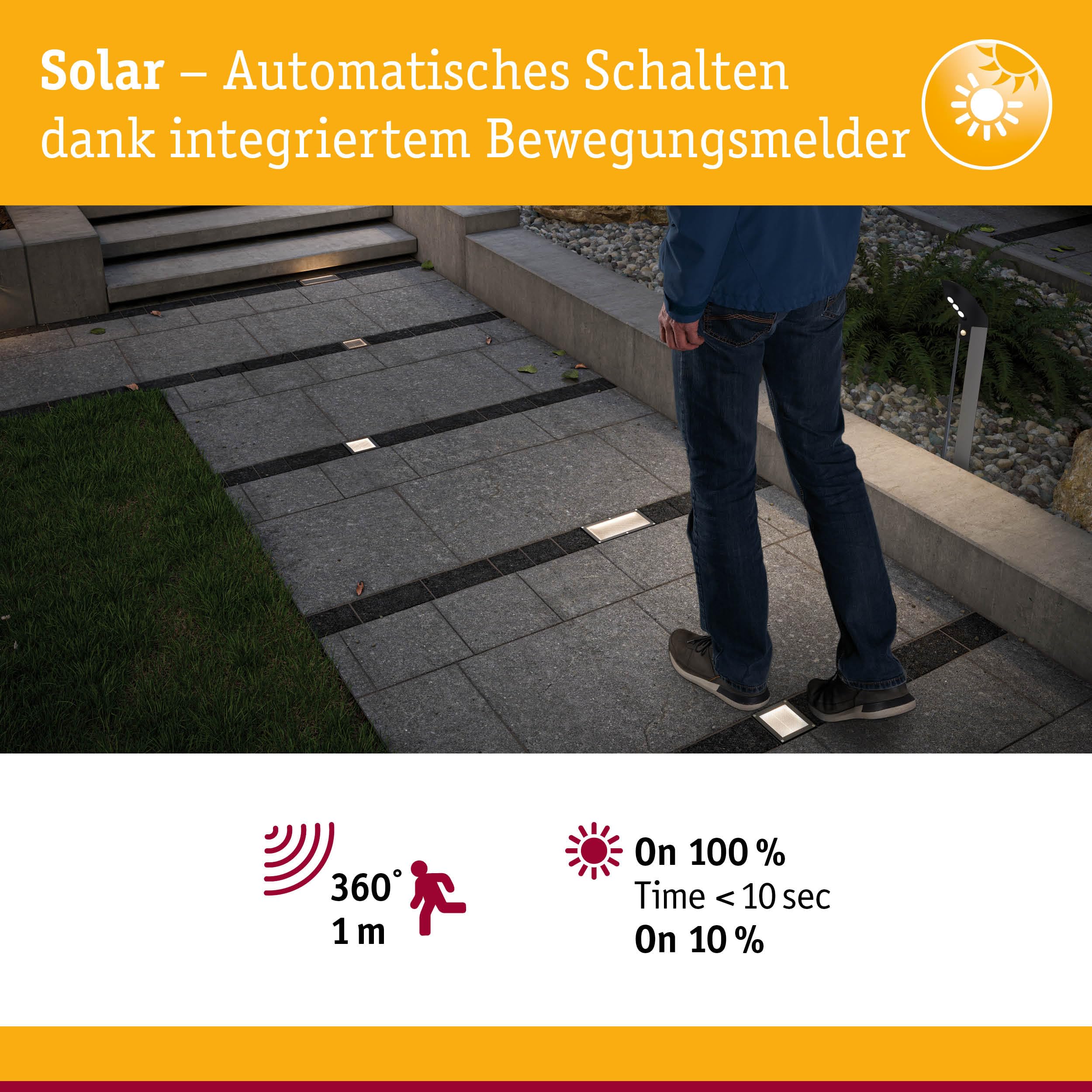 Paulmann Aron 94238 Solar Bodeneinbauleuchte 10x10cm IP67