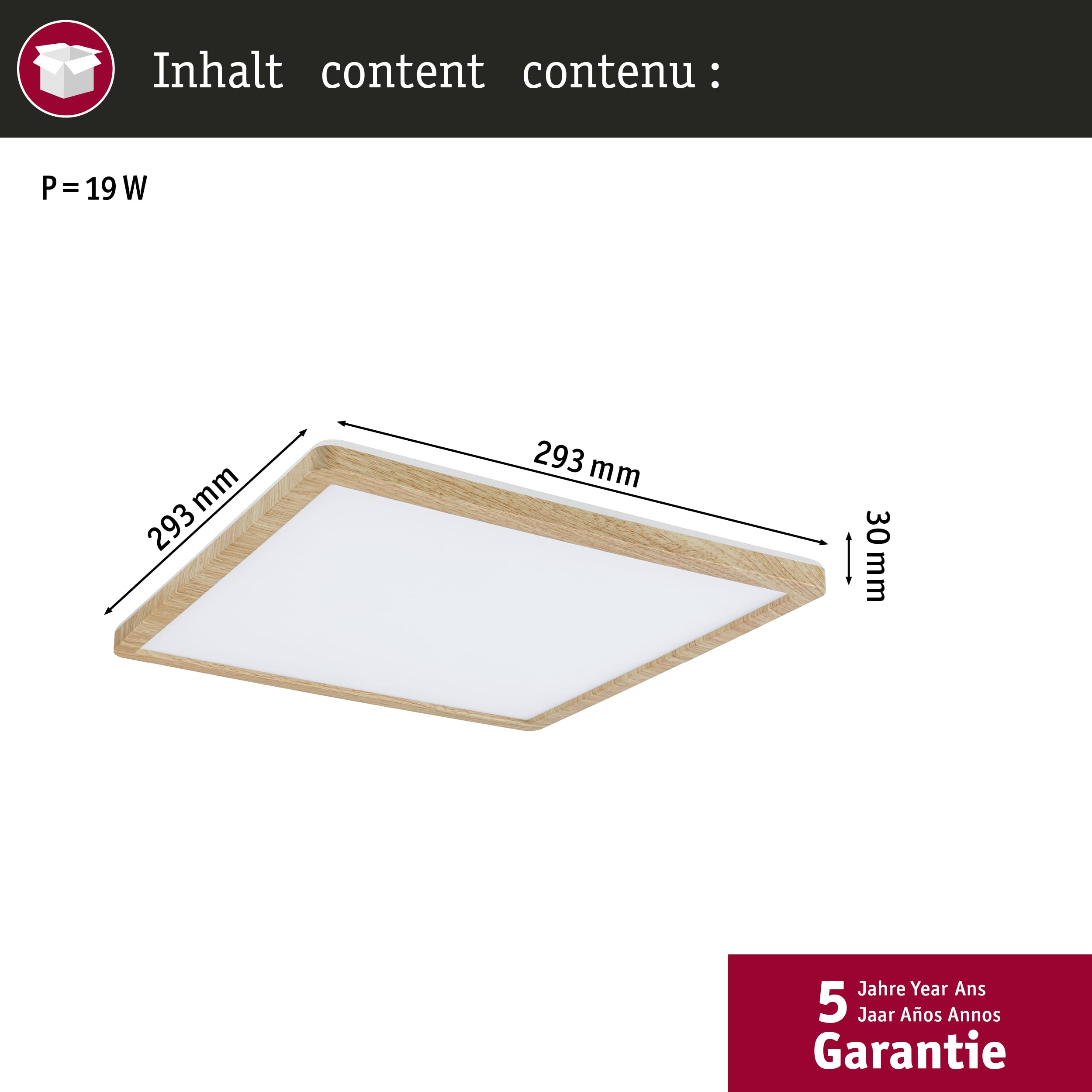 Paulmann Atria Shine 71030 LED Panel Holz 3000K