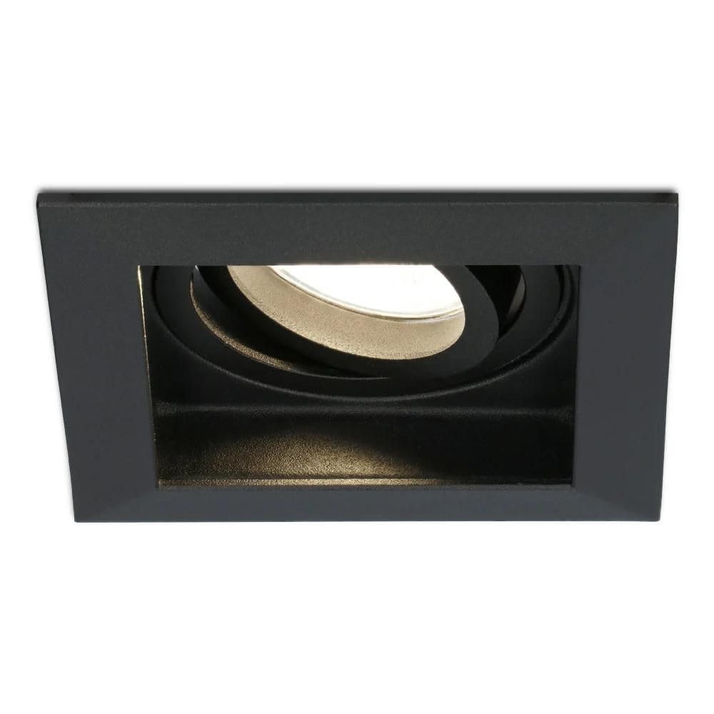 Hoftronic LED Einbaustrahler 6er Set eckig schwarz 2700K GU10