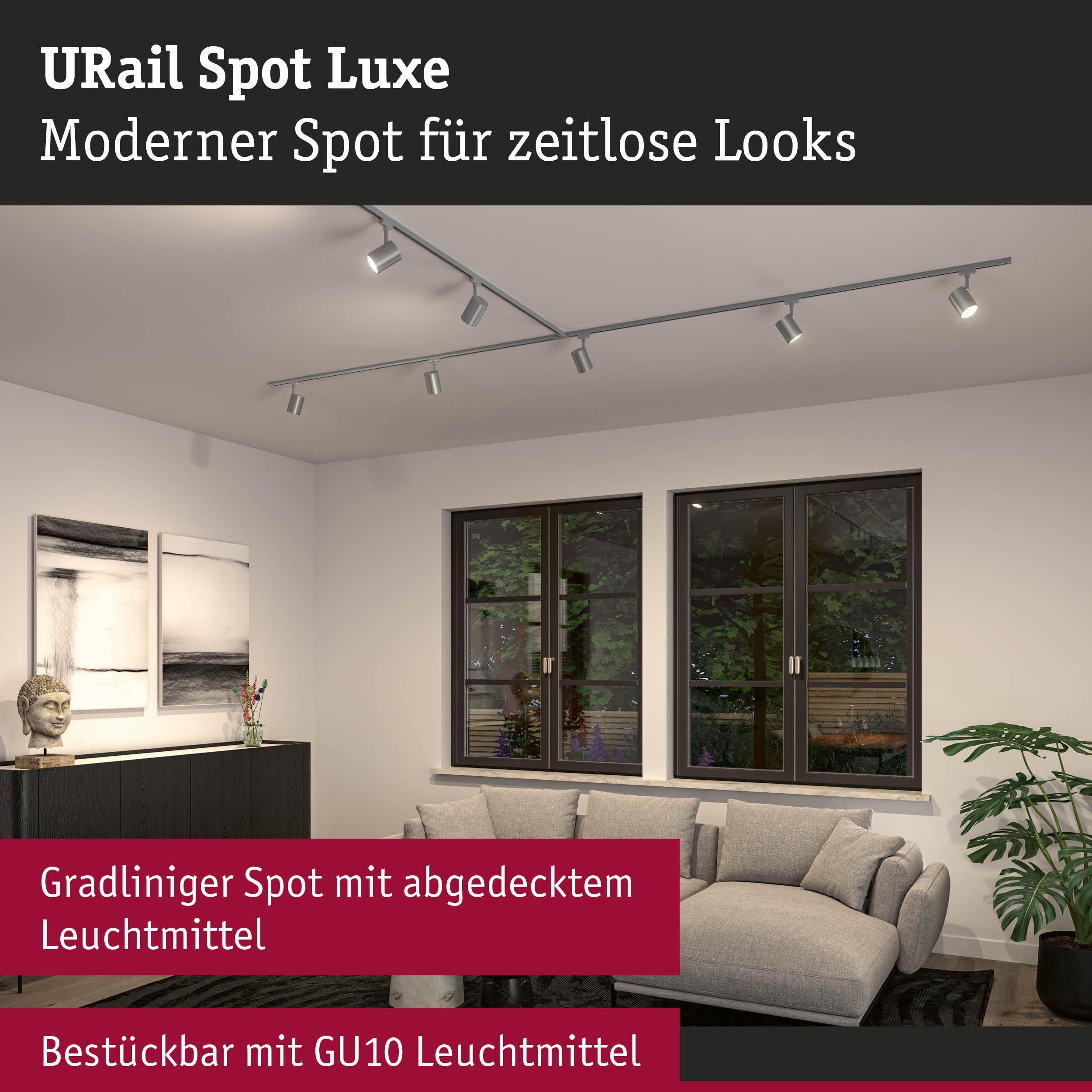 Paulmann URail Luxe Schienenspot Chrom matt GU10
