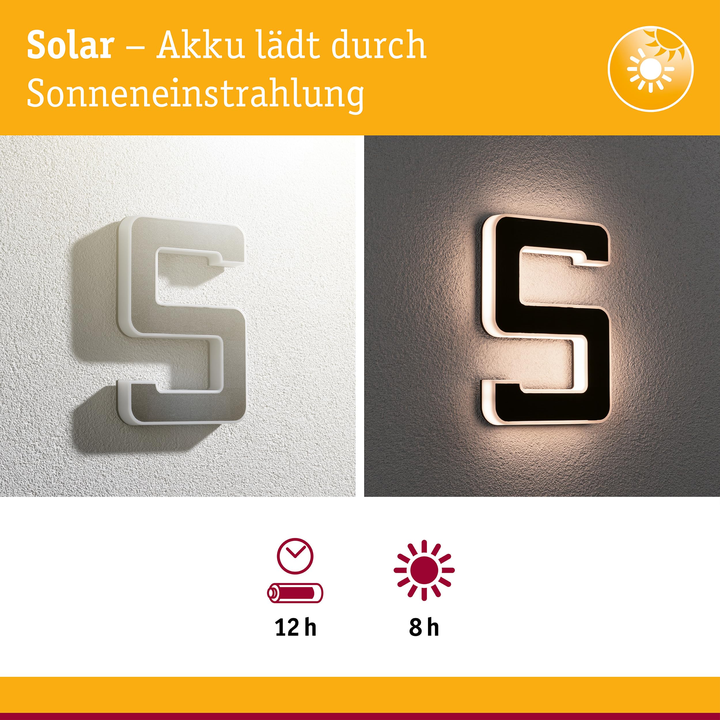Paulmann 79846 LED Solar Hausnummer Schwarz IP44