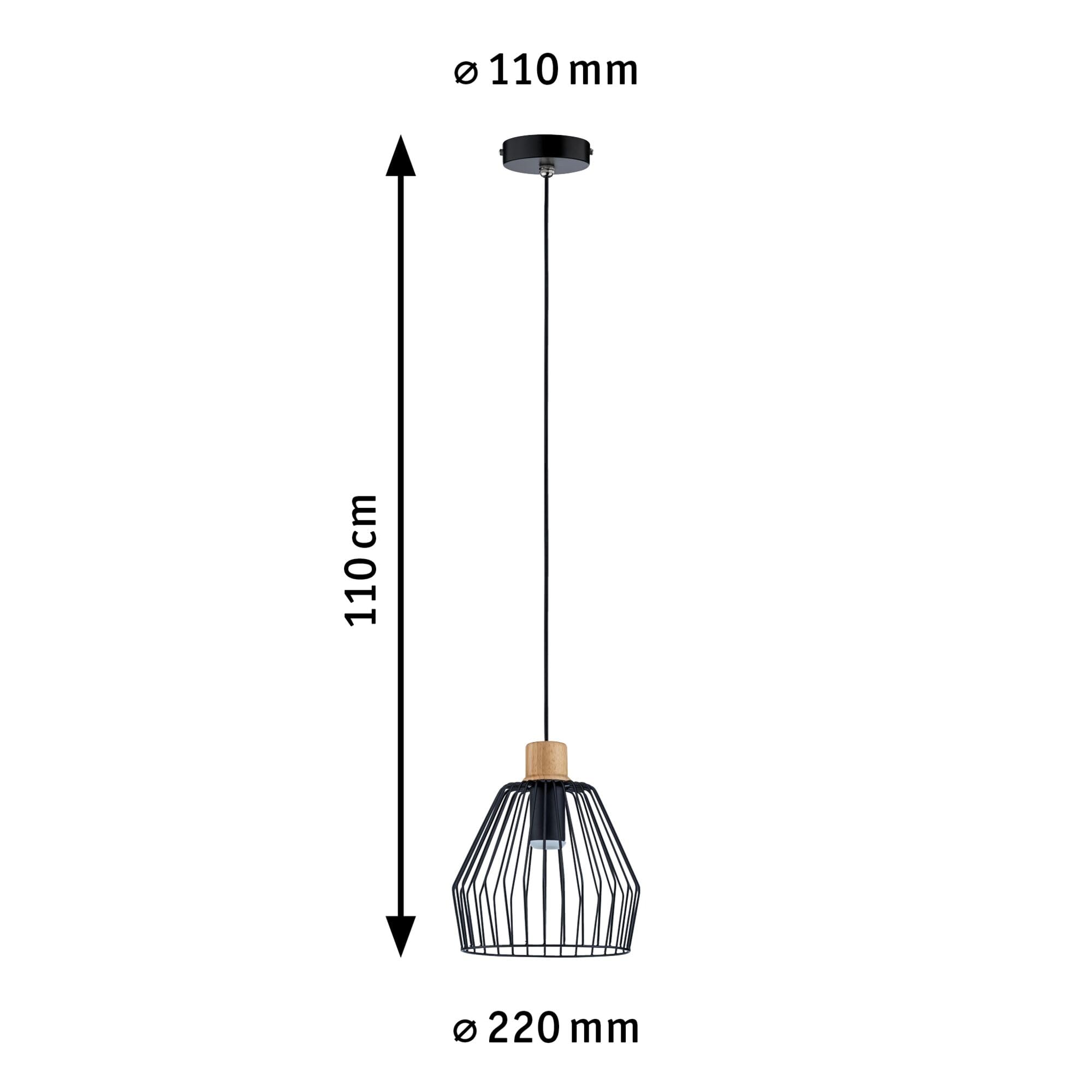 Paulmann Cameo 70891 Pendelleuchte E27 IP44 schwarz Holz