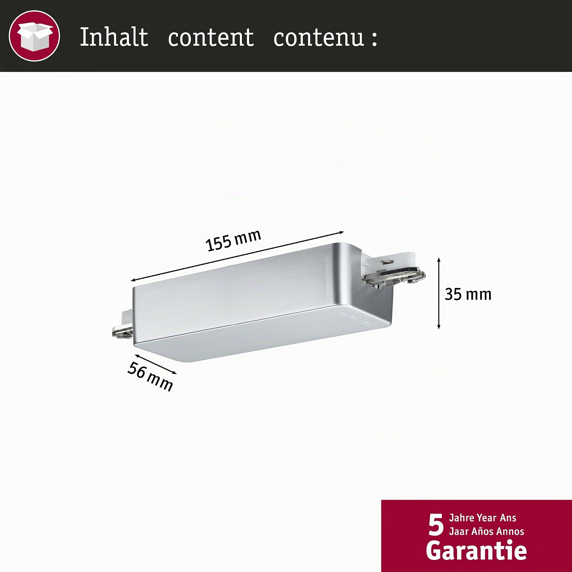 Paulmann URail 50050 Schienenadapter Chrom matt Zigbee dimmbar