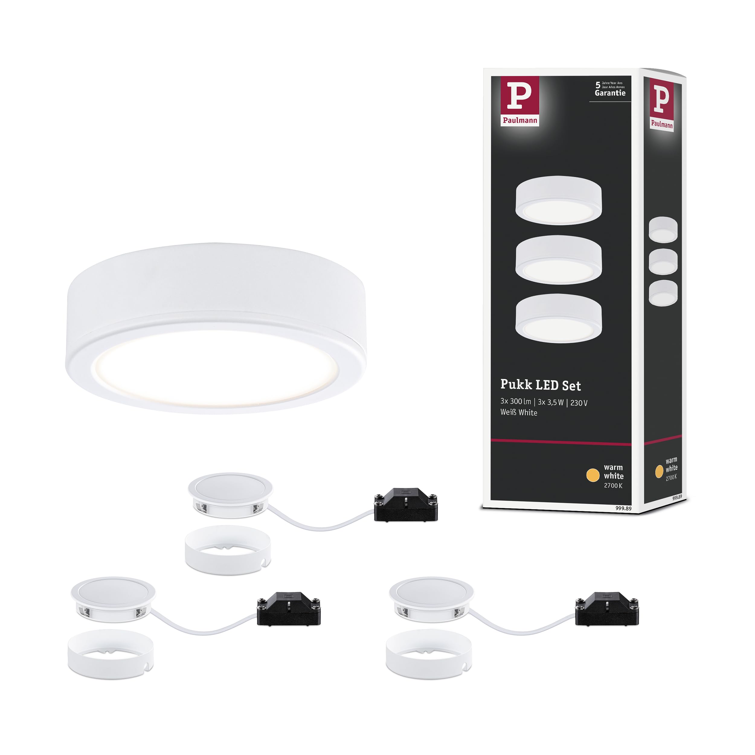 Paulmann Pukk LED-Möbelleuchte 3er-Set schwarz 2700K 210lm