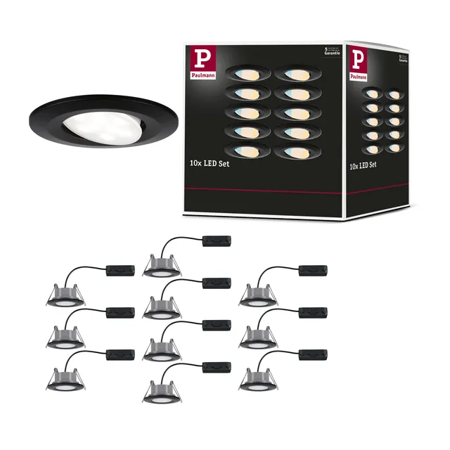 Paulmann Calla 98198 Einbauspot 10er-Set schwarz schwenkbar