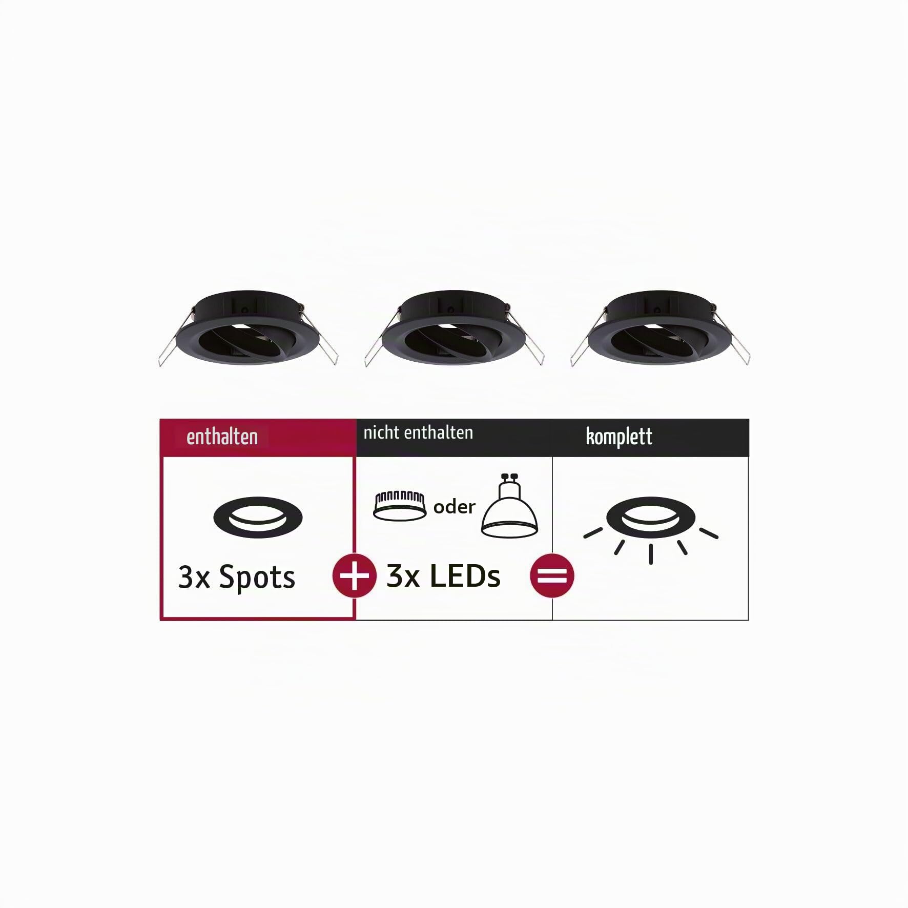 Paulmann Choose 92487 Einbaustrahler schwenkbar schwarz 3er
