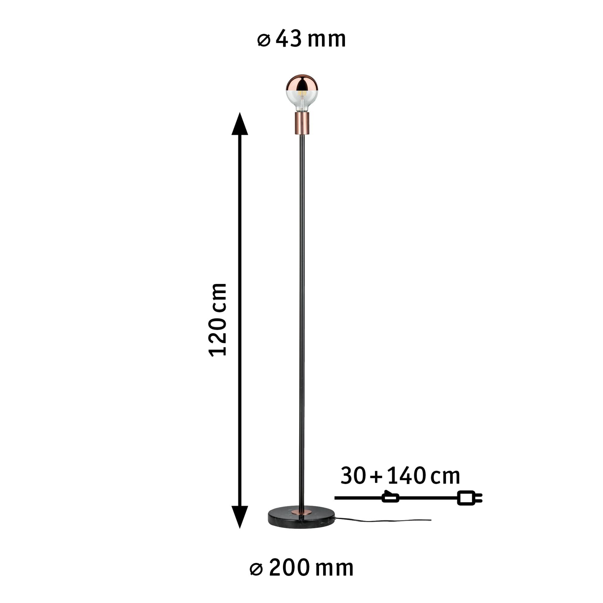 Paulmann Neordic Nordin Stehleuchte E27 schwarz Kupfer