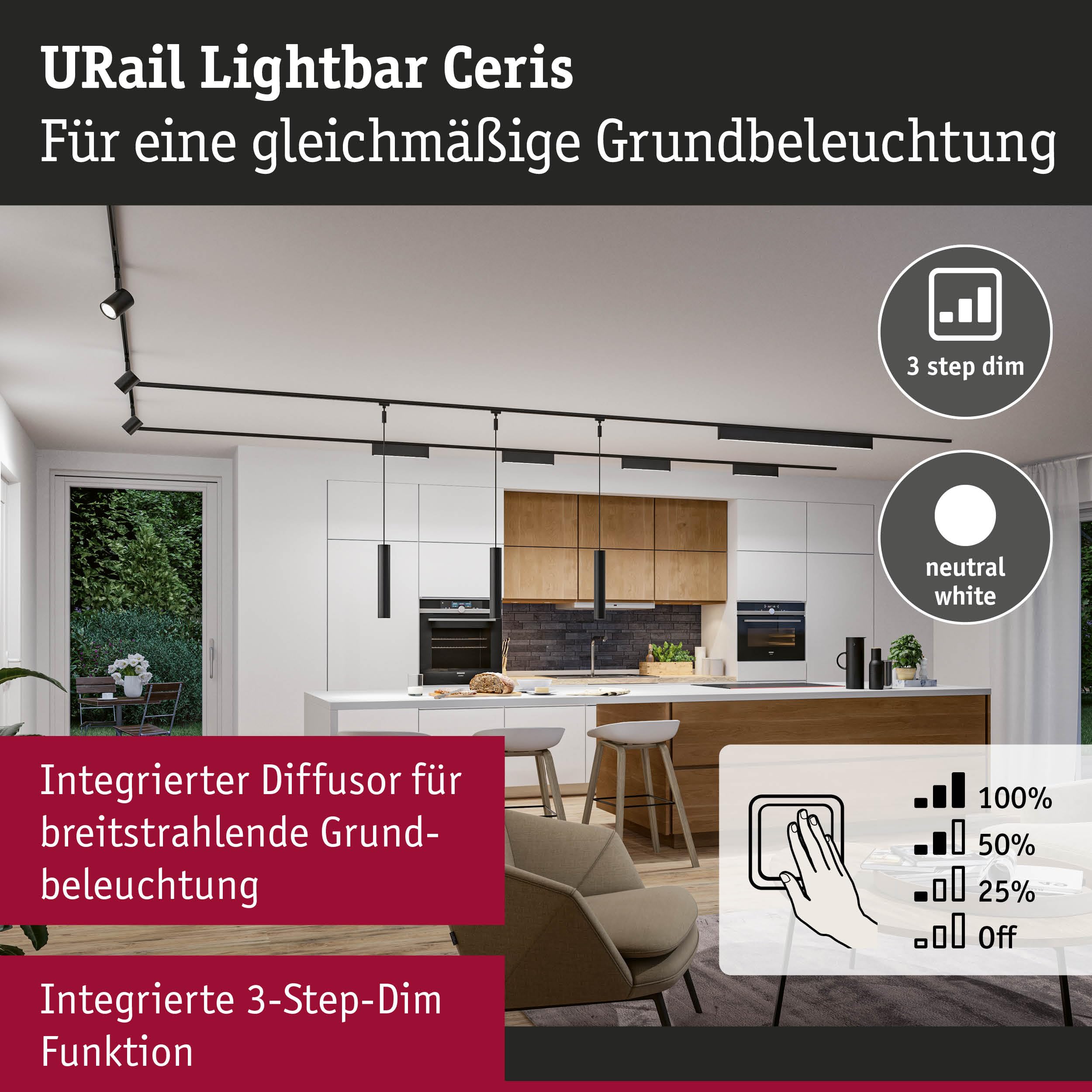 Paulmann URail Ceris Lightbar 4000K schwarz 9,5W