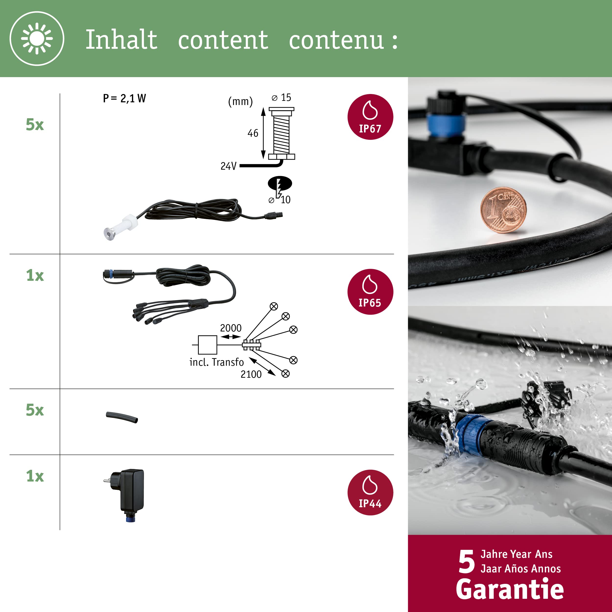 Paulmann Plug&Shine 93695 Außen-Einbauleuchte 5er IP67