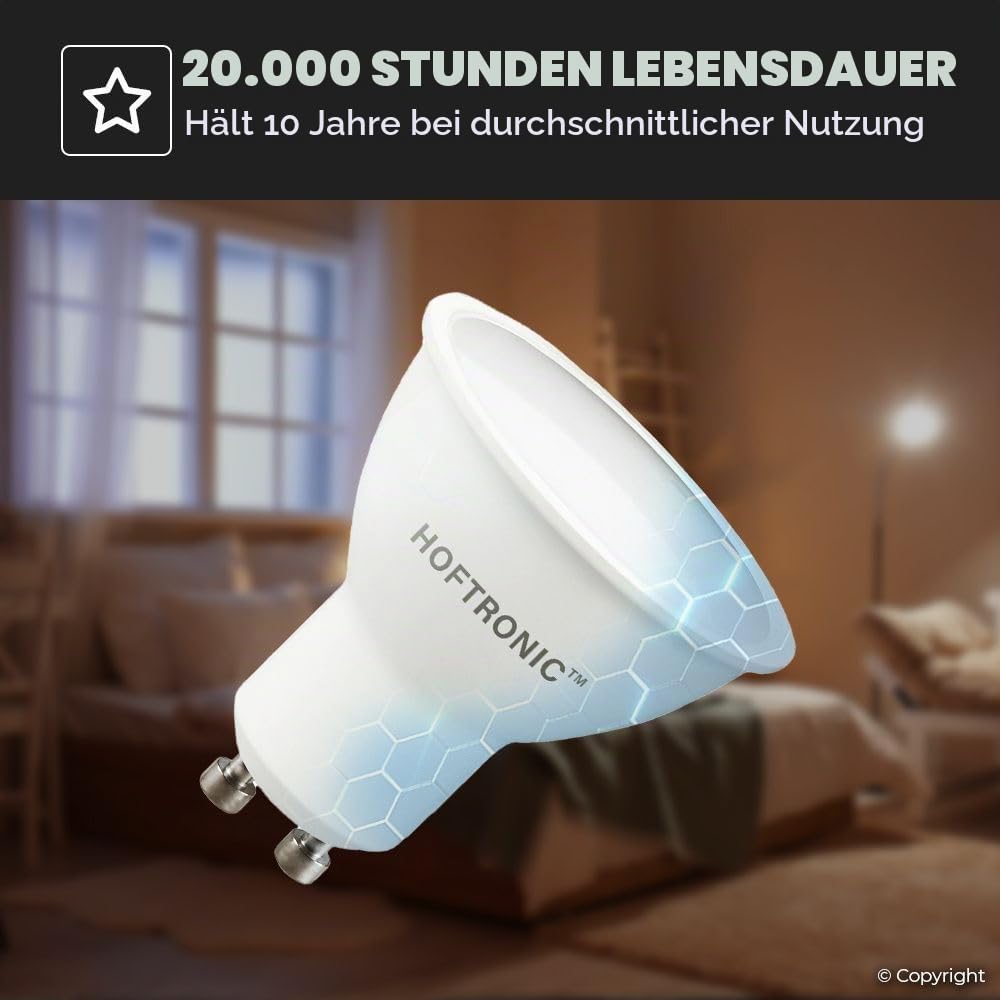 Hoftronic GU10 LED-Spots 10x 4,5W 4000K