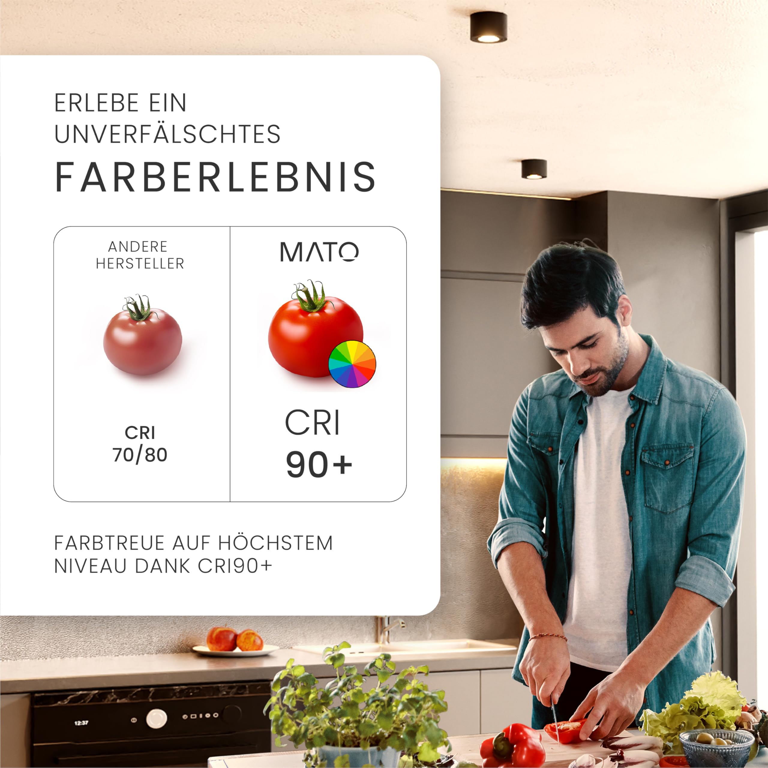 MATO Aufbaustrahler Ø80 schwarz 5W 3 Lichtfarben